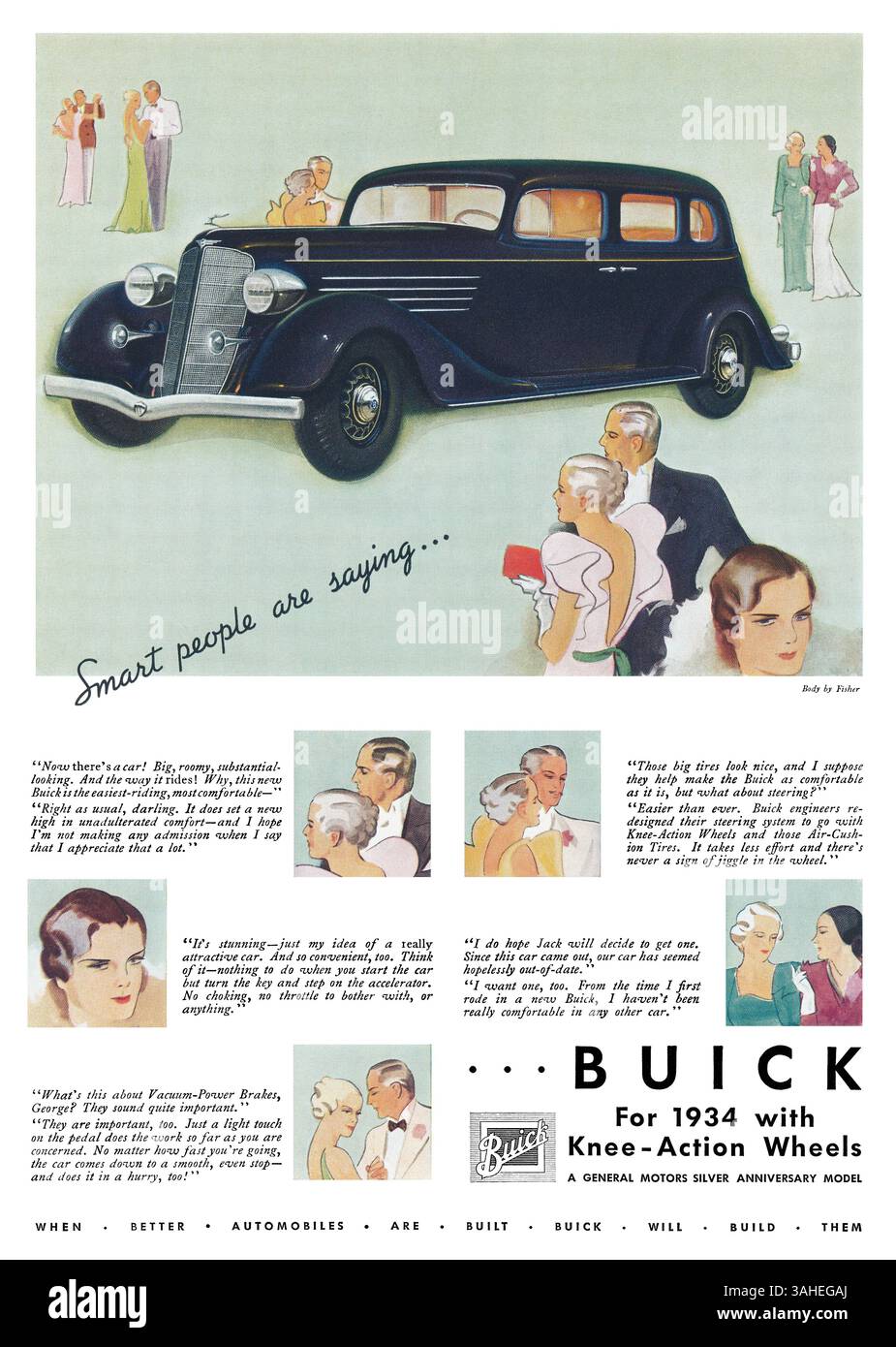 1934 US-Werbung für Buick Automobile. Stockfoto