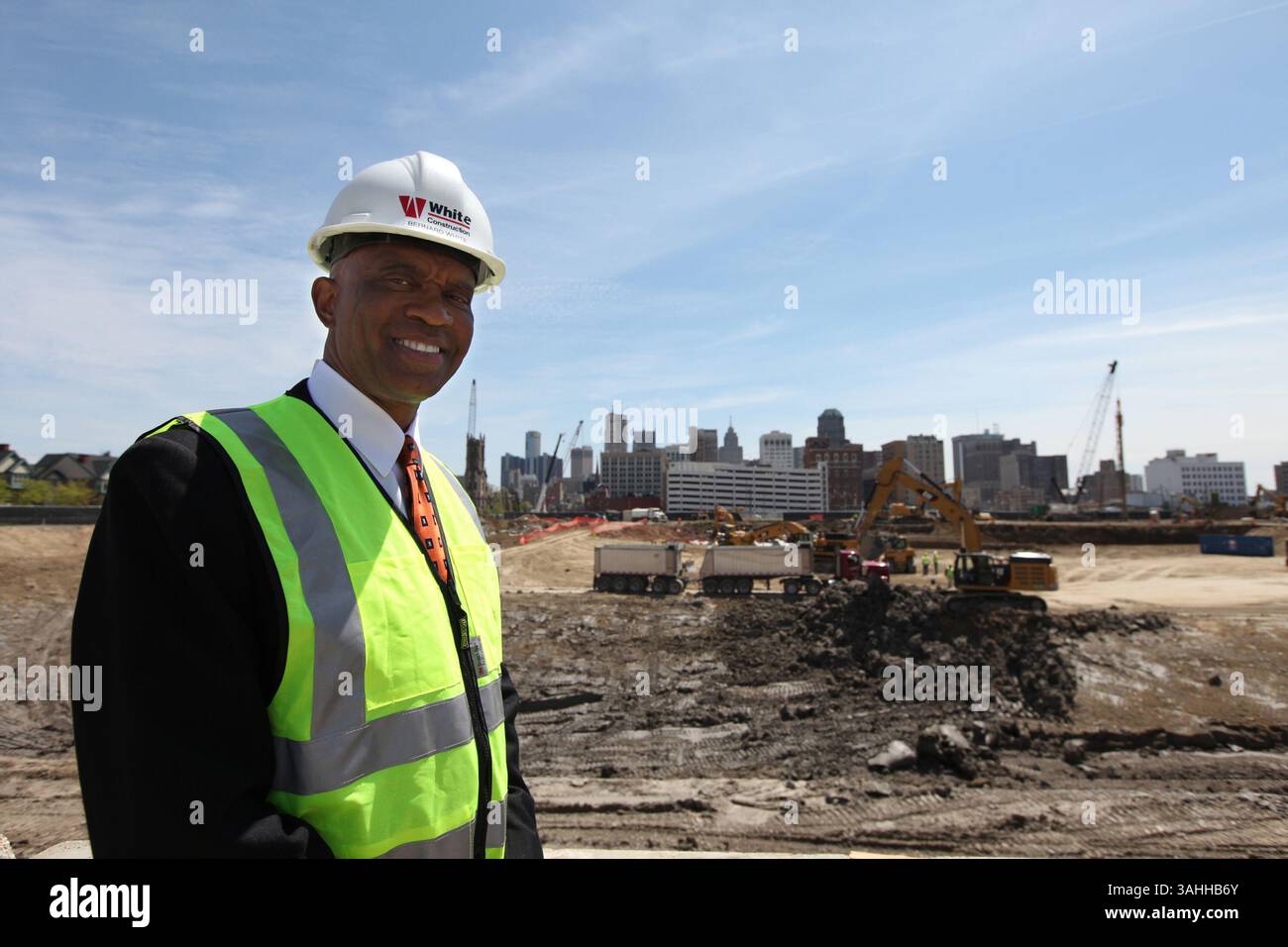 6. März 2008 – Detroit, MI, USA – Bernard White ist Präsident von White Construction, einer Vertragsfirma in Minderheitsbesitz, die an dem neuen Arena-Projekt in der Innenstadt von Detroit arbeitet. (Bild: © Jessica J. Trevino/TNS/ZUMA Wire) Stockfoto