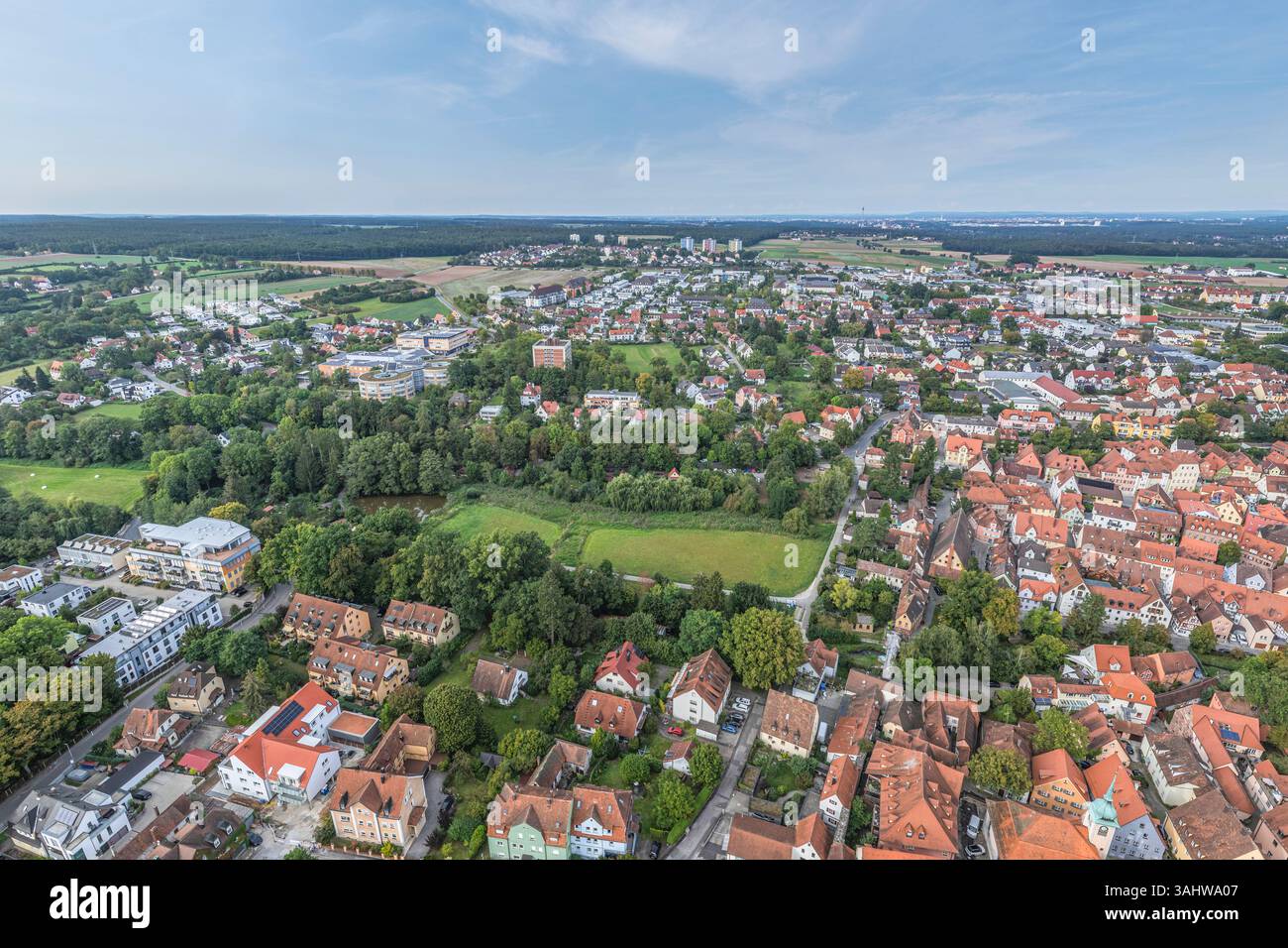 Blick auf die Münzstadt Schwabach im Rednitztal südlich von Nürnberg Stockfoto