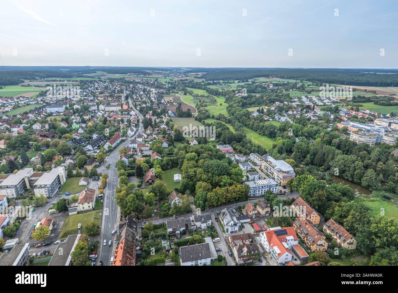 Blick auf die Münzstadt Schwabach im Rednitztal südlich von Nürnberg Stockfoto