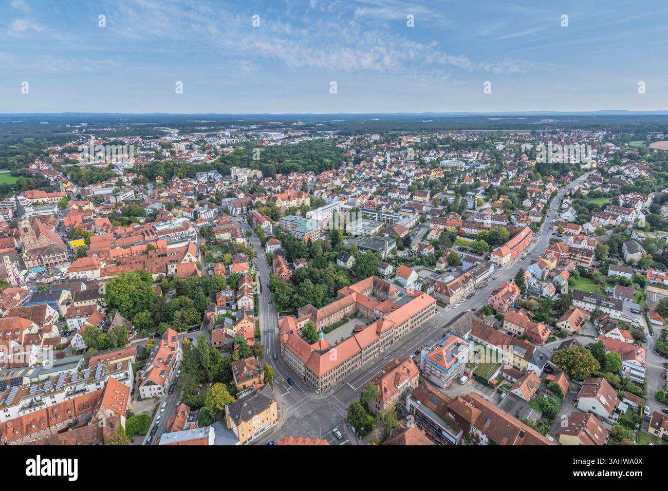 Blick auf die Münzstadt Schwabach im Rednitztal südlich von Nürnberg Stockfoto
