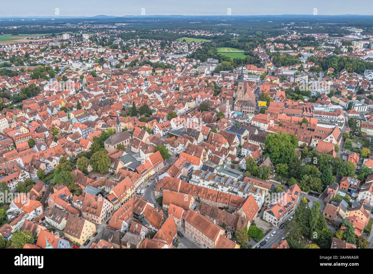Blick auf die Münzstadt Schwabach im Rednitztal südlich von Nürnberg Stockfoto