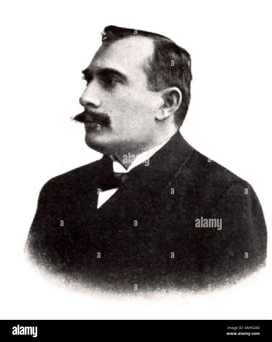 Porträt von Bakonyi Samu, einem ungarischen Politiker, Anwalt und Schriftsteller, der 1862 in Debrecen geboren wurde, Mitglied des ungarischen parlaments und eine Schlüsselfigur in ungarischem Recht und Politik war. Stockfoto