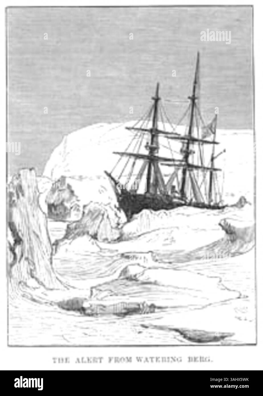 Eine Illustration aus der Illustrated London News vom 11. November 1876, die das Warnschiff von Watering Berg während der Nordpolexpedition darstellt. Stockfoto