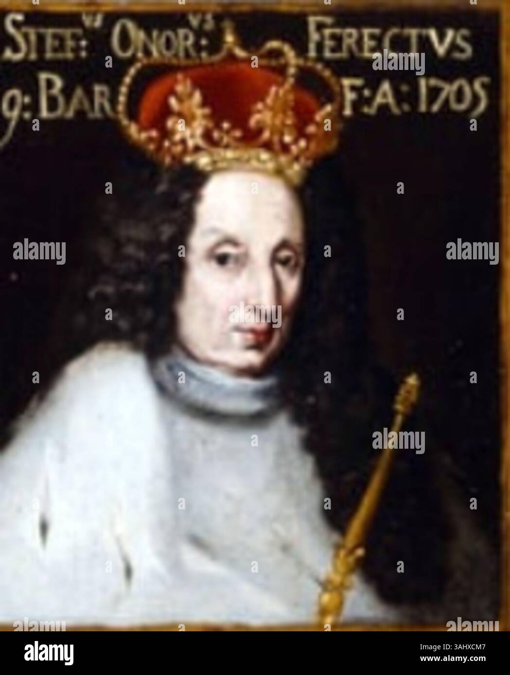 Porträt von Stefano Onorato Ferretti (1641–1720), Doge von Genua von 1705 bis 1707. Dieses Porträt spiegelt seinen Einfluss in der genuesischen Politik im 17. Und 18. Jahrhundert wider. Stockfoto