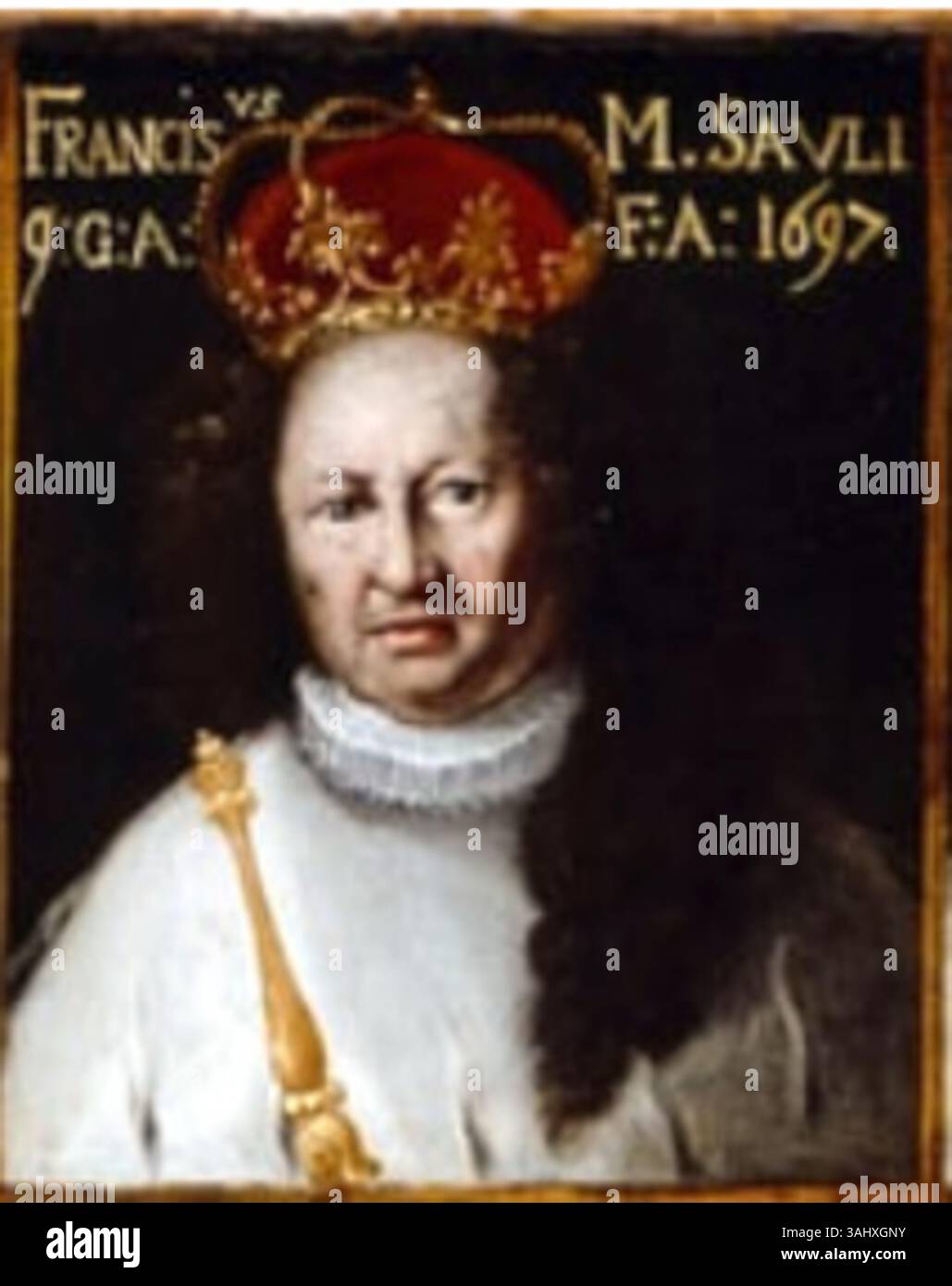 Porträt von Francesco Maria Sauli (1620–1699), Doge von Genua von 1697 bis 1699. Dieses Ölgemälde zeigt Saulis Führung und Einfluss in Genua während des späten 17. Jahrhunderts. Stockfoto