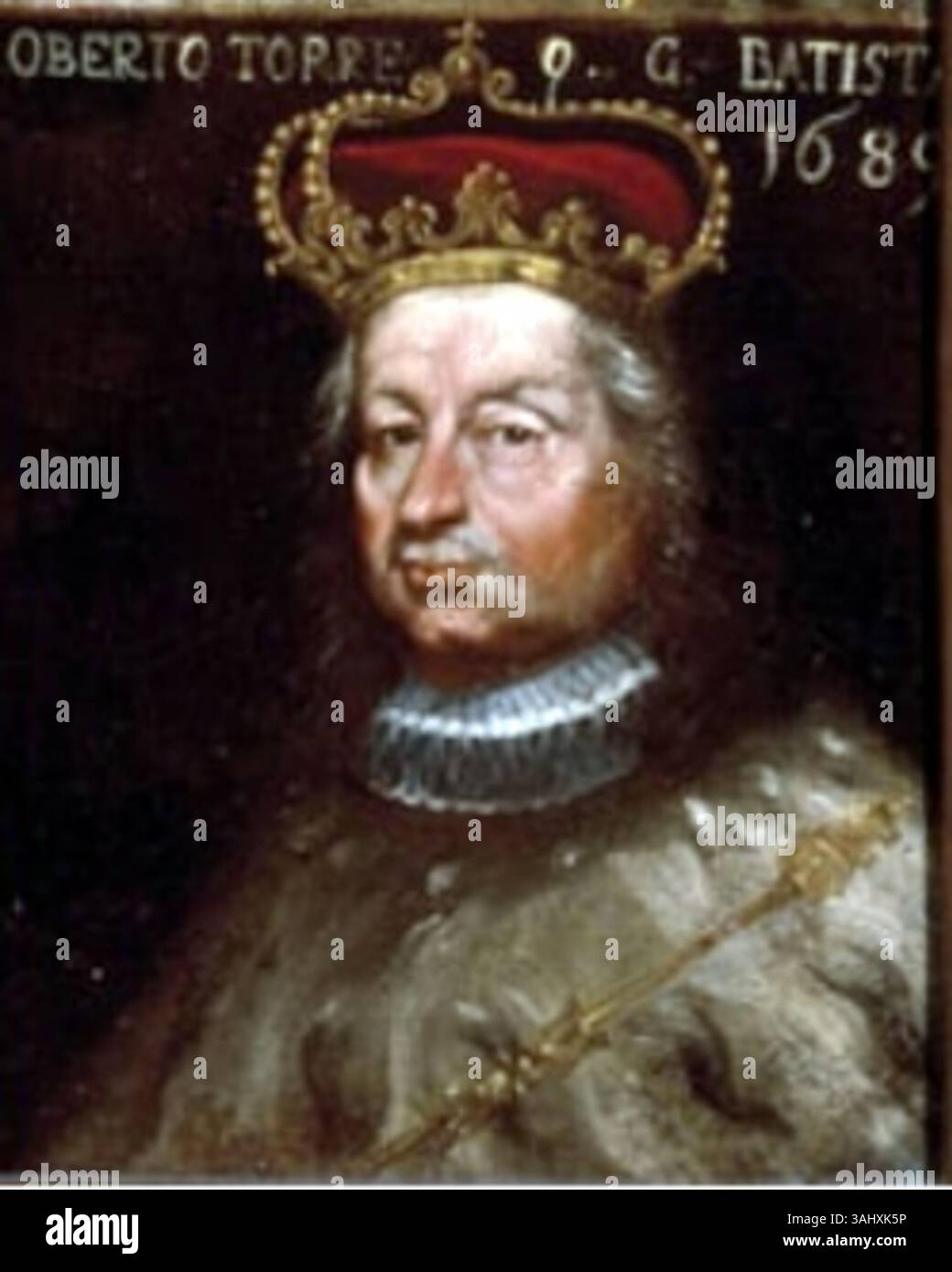 Dieses Ölporträt von Oberto Della Torre (1617–1698), Doge von Genua von 1689 bis 1691, unterstreicht seine Rolle in der politischen Landschaft Genuas Ende des 17. Jahrhunderts. Stockfoto