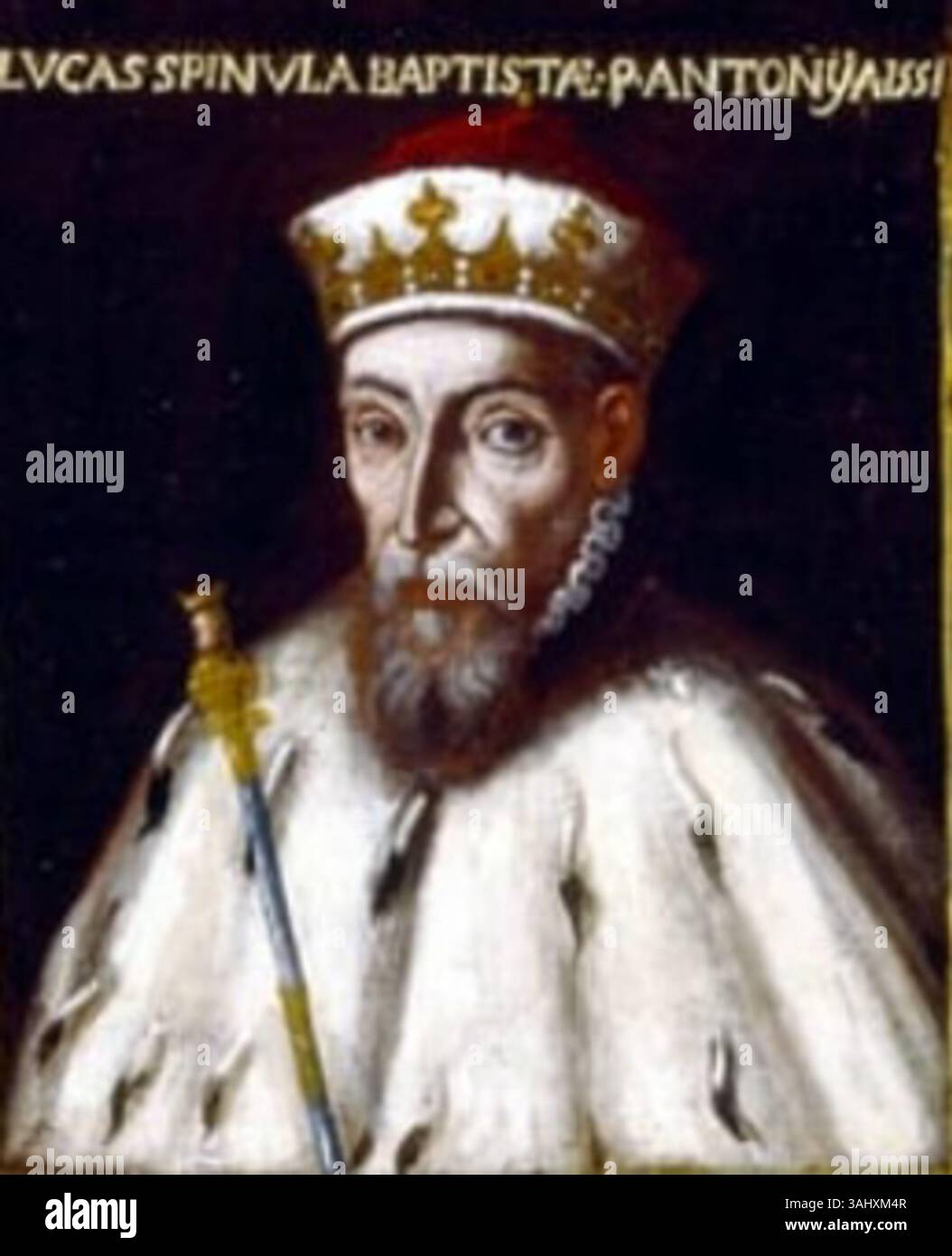 Dieses Porträt von Luca Spinola, Doge von Genua von 1551 bis 1553, ist ein Ölgemälde, das seine Führung in der Mitte des 16. Jahrhunderts einfängt. Er hebt den Einfluss von Genua in der Renaissance hervor. Stockfoto