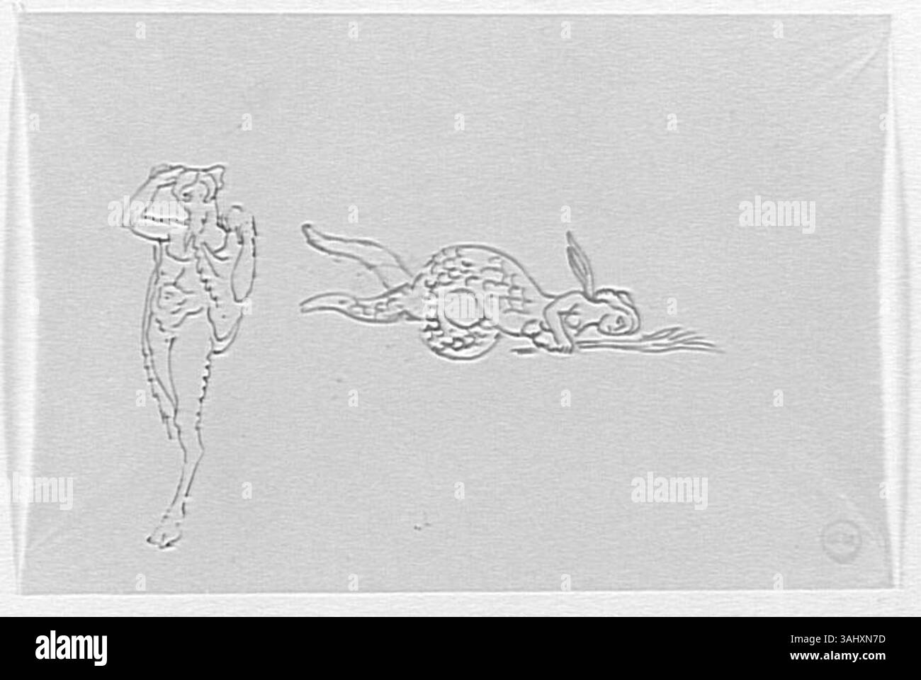 Deux études (zwei Studien) von Gustave Moreau enthält vorbereitende Skizzen für seine größeren Werke. Diese Studien unterstreichen Moreaus Interesse an mythologischen und religiösen Themen und spiegeln seinen charakteristischen Ansatz zur Komposition und Figurenstudie zwischen 1850 und 1895 wider. Stockfoto