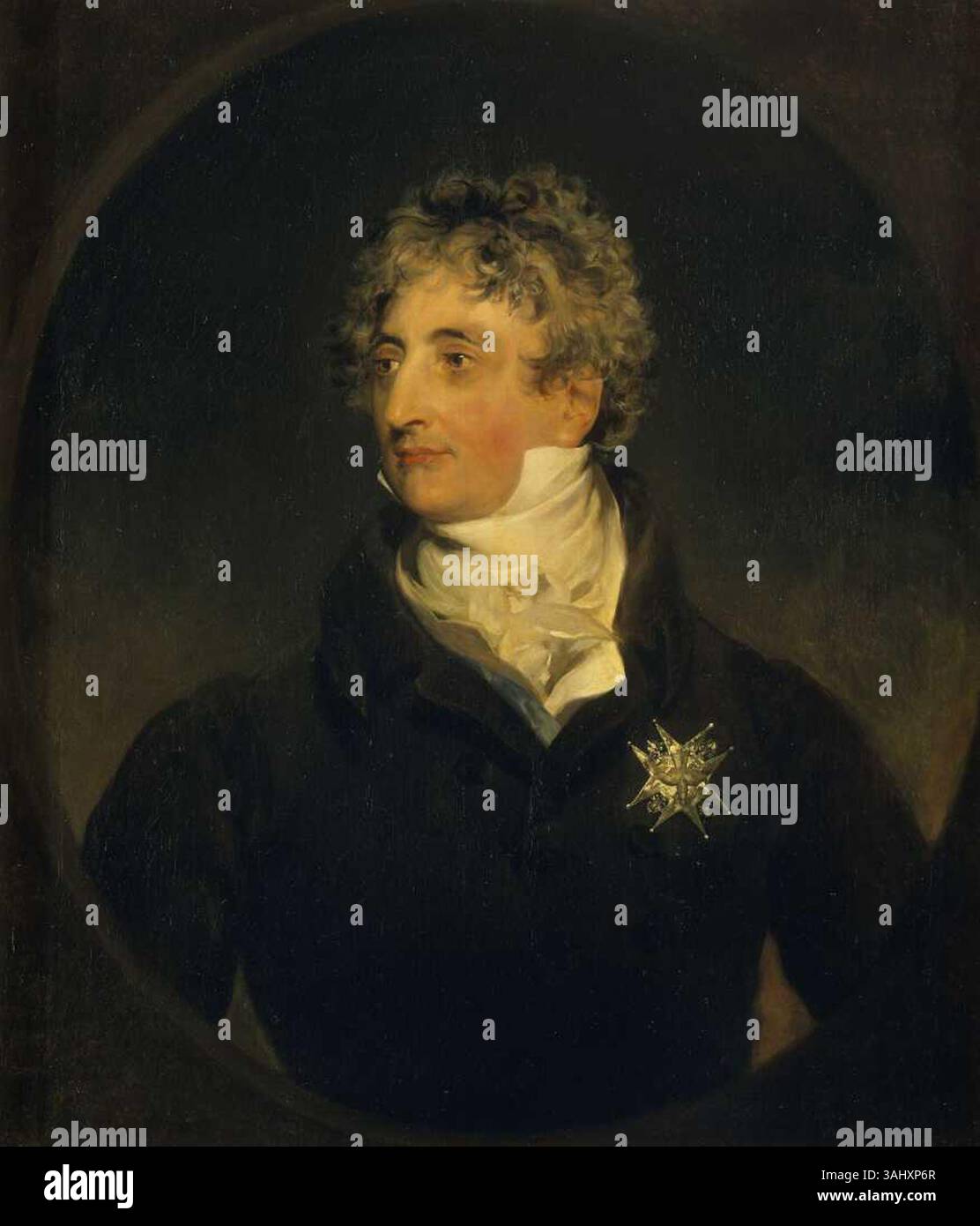 Dieses Porträt, gemalt von Thomas Lawrence um 1822, zeigt Armand-Emmanuel du Plessis, Herzog von Richelieu, das Kreuz des Ordens des Heiligen Geistes. Das Öl auf Leinwand ist Teil der Sammlung des Musée des Beaux-Arts in Besancon, Frankreich. Stockfoto