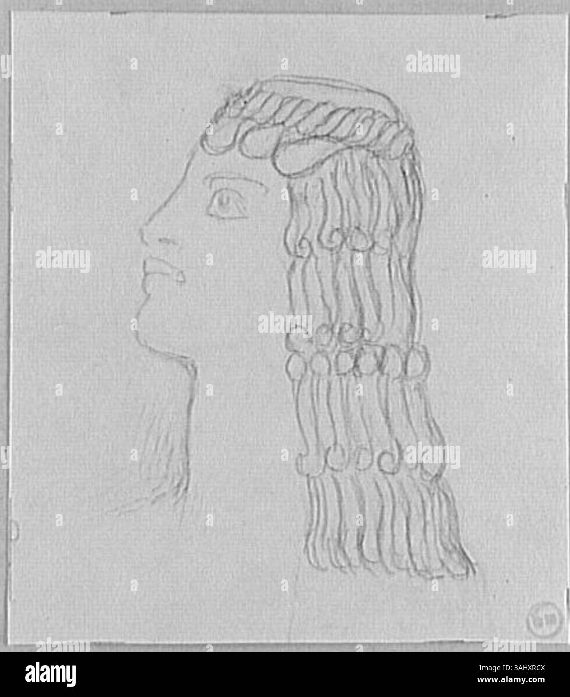 Gustave Moreaus „Tête de femme crétoise“ (1850-1895) zeigt einen Frauenkopf, der von der alten minoischen Kultur inspiriert ist und die Verschmelzung historischer, kultureller und künstlerischer Themen erforscht. Stockfoto