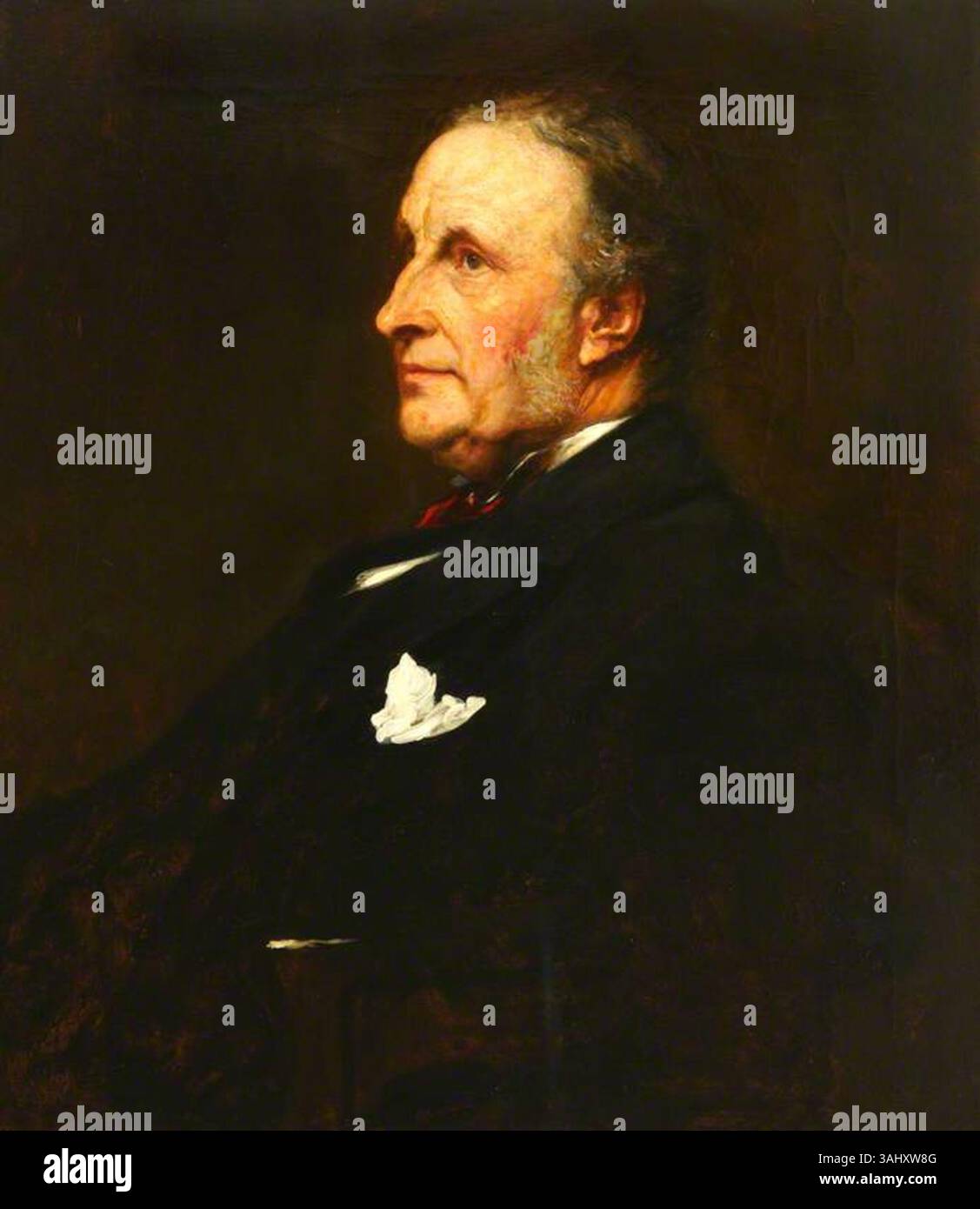 Dieses Porträt von William Blake Richmond aus dem Jahr 1889 zeigt Timothy Holmes, einen renommierten Chirurgen, medizinischen Schriftsteller und Verleger. Das Porträt fängt Holmes' professionelle Gestalt und seine Beiträge für den medizinischen Bereich ein. Stockfoto