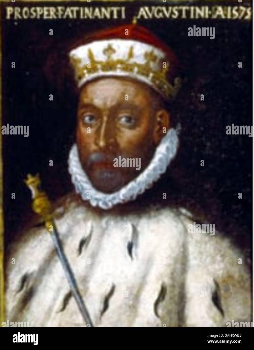 Dieses Ölporträt von Prospero Centurione Fattinanti (1510–1581) zeigt ihn als Doge von Genua von 1575 bis 1577. Das Werk unterstreicht seine Rolle in der politischen Führung von Genua im 16. Jahrhundert. Stockfoto