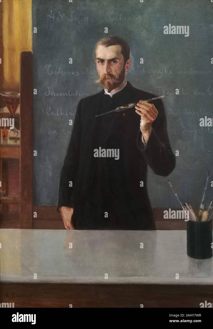 Albert Edelfelt Porträt von 1896 von Dr. Emile Roux, einem einflussreichen französischen Bakteriologen. Das Gemälde Öl auf Leinwand ist im Turku Art Museum untergebracht und zeigt den Wissenschaftler in einer formalen Darstellung. Stockfoto