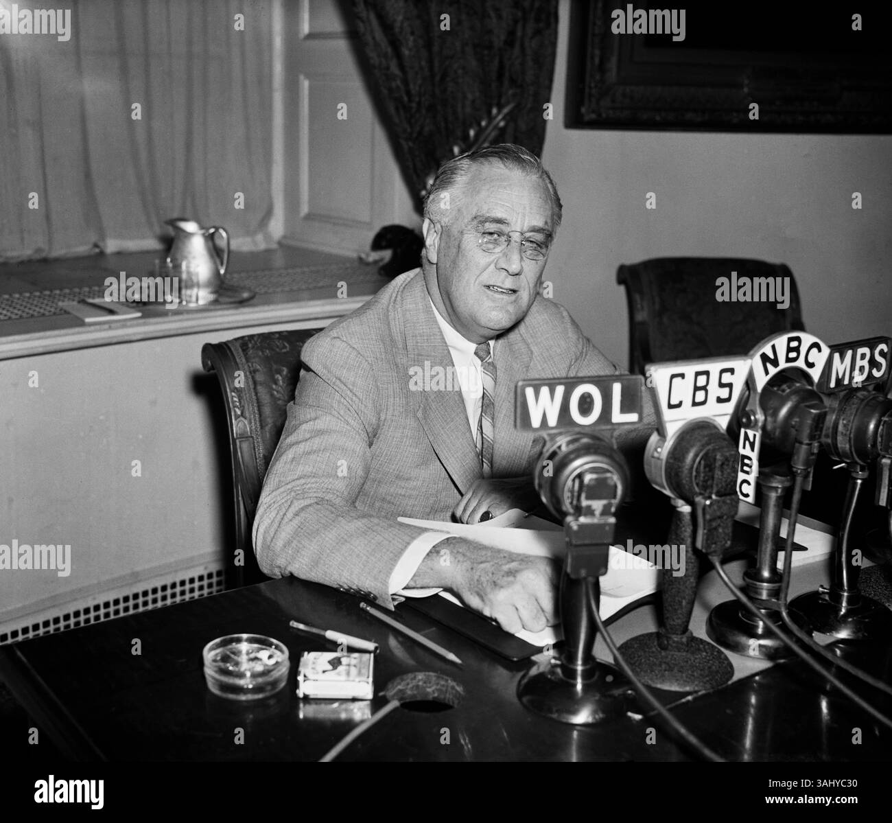 31. Mai 2017 – US-Präsident Franklin Roosevelt sendet an Nation über die Krise des Europäischen Krieges, Washington DC, USA, Harris & Ewing, 3. September 1939 (Credit Image: © Circa Images/Glasshouse Via ZUMA Wire) Stockfoto