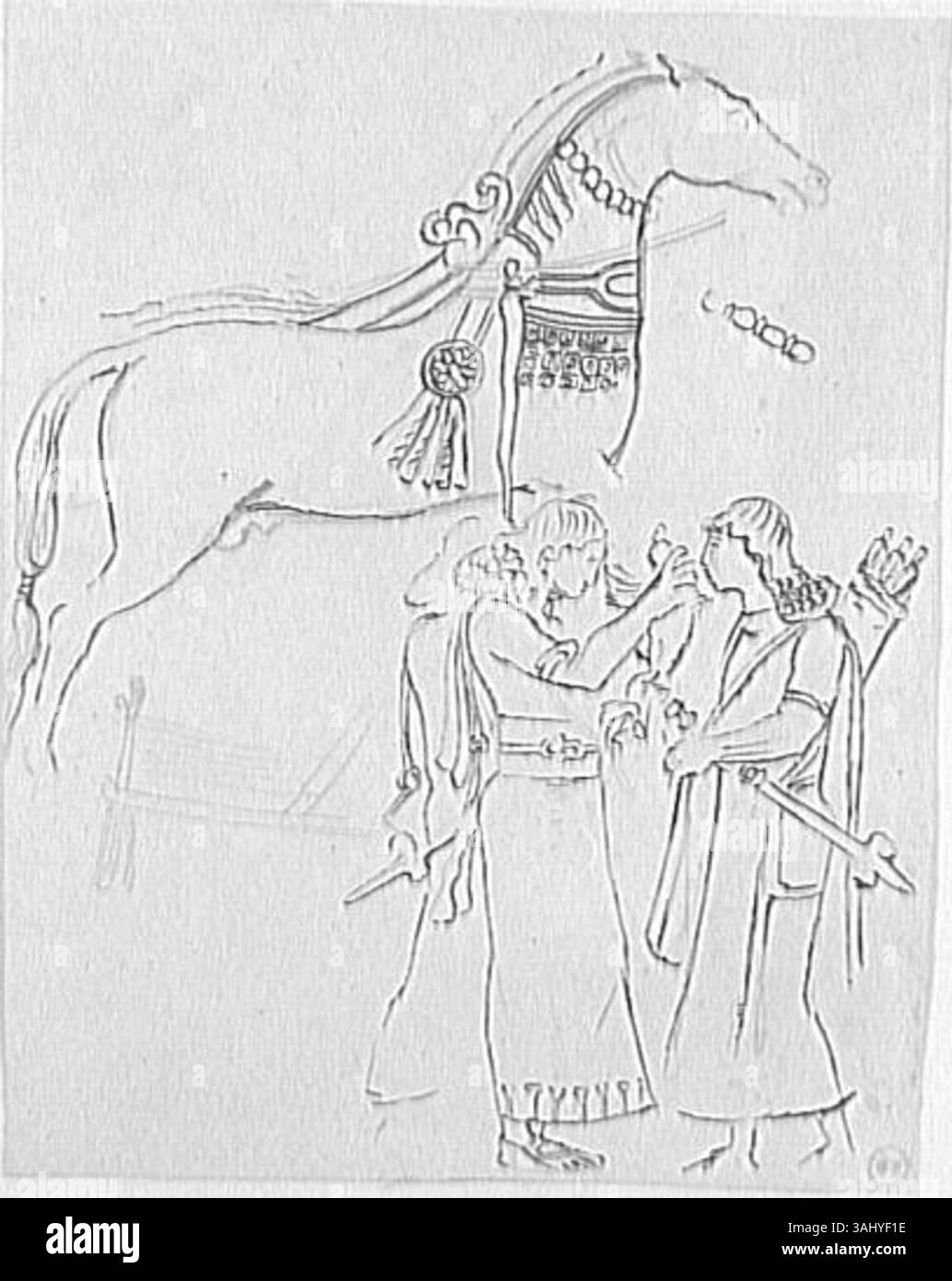 Dieses Studienblatt von Gustave Moreau ist ein vorbereitendes Werk für Les ROIs Mages, das die drei Weisen in einem biblischen Kontext darstellt. Es wurde zwischen 1850 und 1895 erbaut und ist Teil der Sammlung des Musée Gustave Moreau. Stockfoto