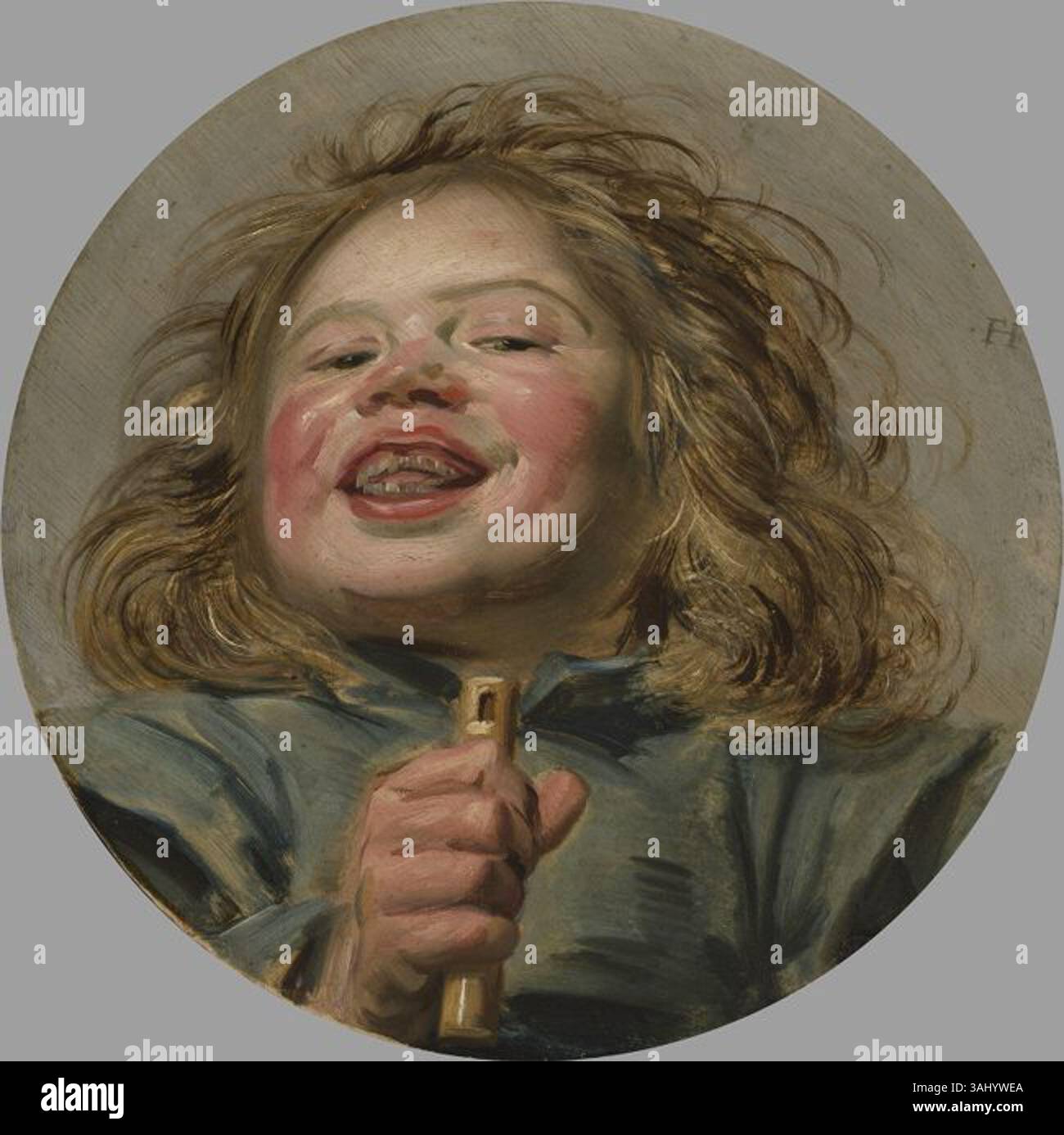 Ein Gemälde aus der Werkstatt von Frans Hals aus dem Jahr 1624-1625, das einen lachenden Jungen zeigt. Das Gemälde ist Teil der Sammlung des Cincinnati Art Museum. Stockfoto