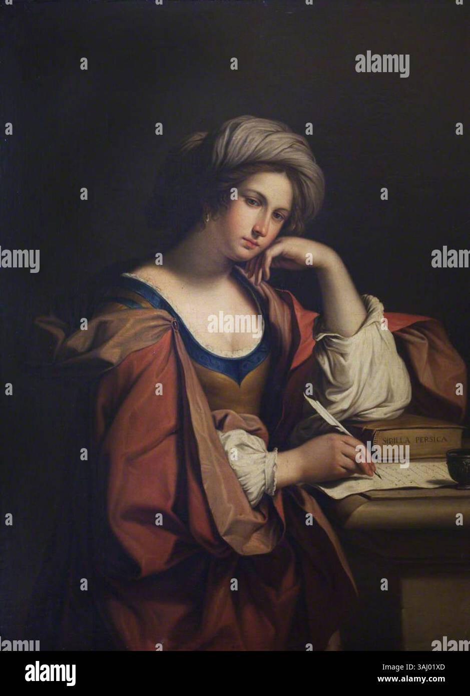 Ein Gemälde des persischen Sibyl, das von einem anonymen Künstler nach Guercino zwischen 1600 und 1699 geschaffen wurde. Das Öl auf Leinwand ist Teil der Sammlung des National Trust und stellt die mythologische Figur dar. Stockfoto