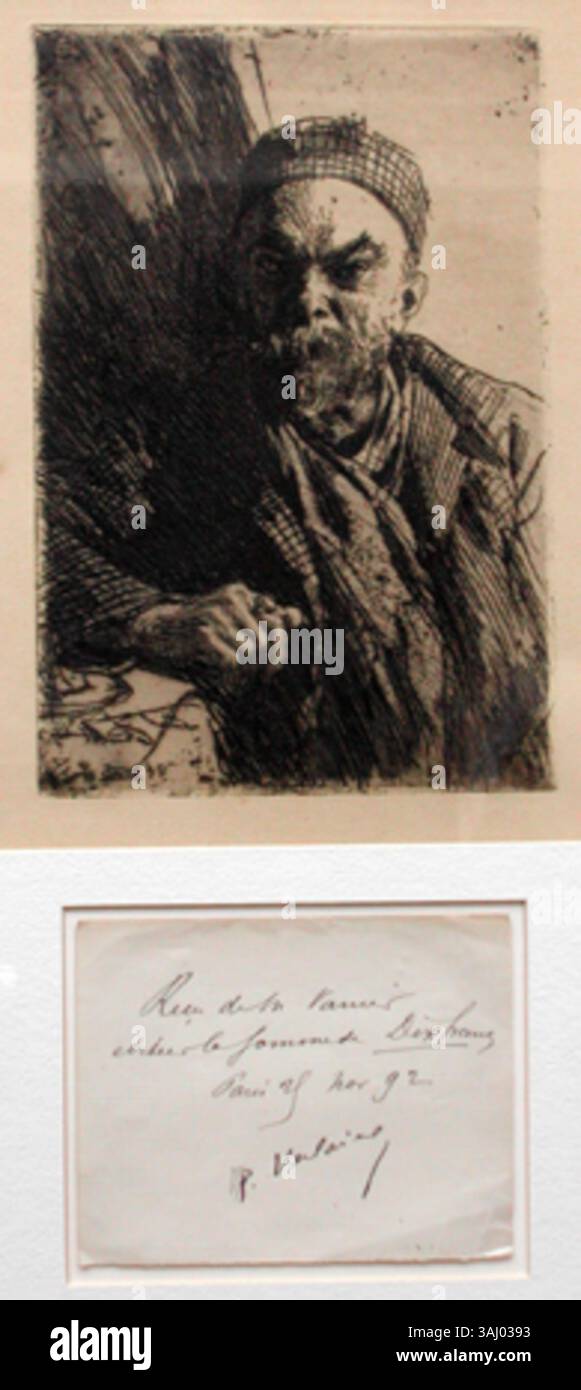 Ein 1895 erschienener Druck von anders Zorn vom französischen Dichter Paul Verlaine. Der Druck fängt Verlaines Gleichnis ein und spiegelt seine literarische Bedeutung und den Geist des späten 19. Jahrhunderts wider. Stockfoto