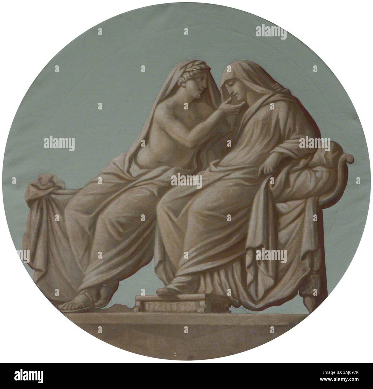 Dieses Werk der British (English) School, das eine griechisch-römische Hochzeitsszene mit Alcestis und Apollo darstellt, basiert auf dem Hochzeitsfresko Aldobrandini. Das Öl auf Leinwand stammt von 1759 bis 1769 und ist in der Sammlung des National Trust untergebracht. Stockfoto