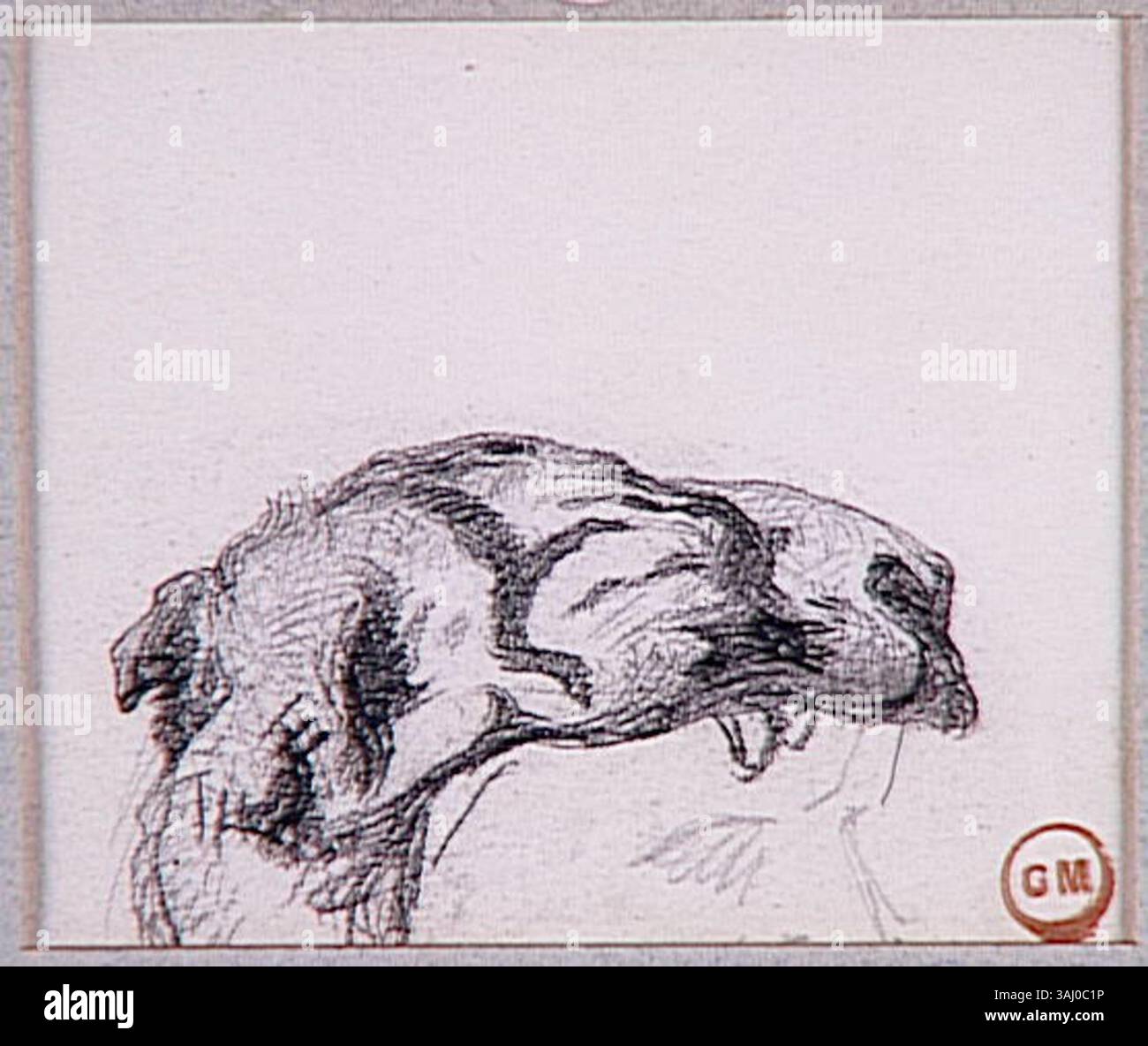 Diese Studie von Gustave Moreau beschreibt die Enthauptung eines Löwenkopfes für die Darstellung des Herkules im Mythos der Hydra. Es ist Teil einer größeren Komposition, die von der klassischen Mythologie inspiriert ist und das Interesse des Künstlers an kraftvollen, heldenhaften Erzählungen widerspiegelt. Stockfoto