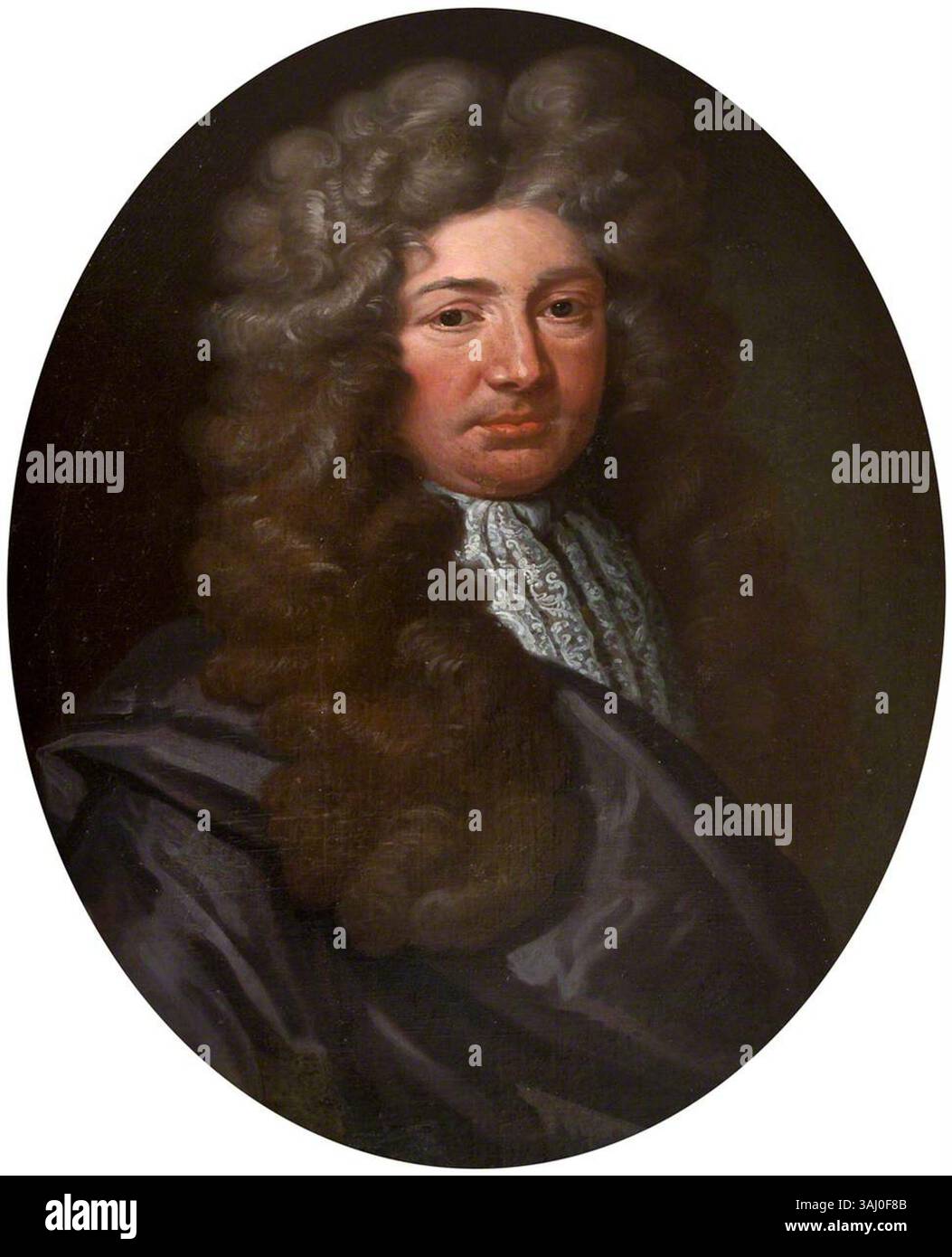 Porträt von Sir Henry Parker, 2. Baronet of Honington, gemalt um 1691 von John James Baker. Das Öl auf Leinwand zeigt Parker, einen Parlamentsabgeordneten, in formeller Kleidung. Seine prominenten Merkmale und sein raffinierter Ausdruck repräsentieren seinen Status als englischer Aristokrat. Stockfoto