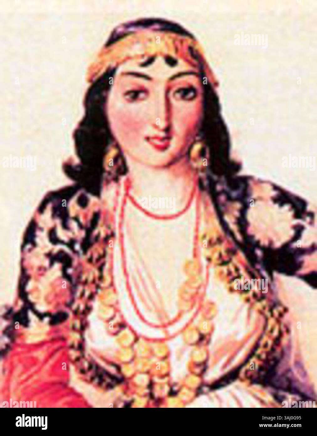 Ein Kunstwerk von Grigory Gagarin aus dem 19. Jahrhundert mit dem Titel „amax rqqassi“. Dieses Stück spiegelt den Stil des Künstlers wider und zeigt typische Themen dieser Zeit. Das Werk ist wahrscheinlich ein schönes Beispiel russischer Kunst des 19. Jahrhunderts. Stockfoto