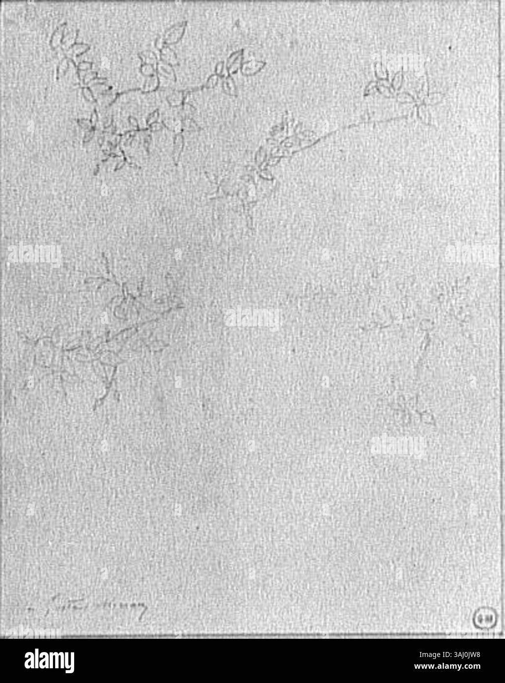 Dieses Stück von Gustave Moreau zeigt eine Studie über Pflanzen, die zwischen 1850 und 1895 erstellt wurde. Das Kunstwerk spiegelt Moreaus Interesse an botanischen Formen wider und konzentriert sich auf die komplizierten Details des Pflanzenlebens. Die Studie erfasst die natürliche Schönheit von Pflanzen mit Schwerpunkt auf Form und Textur. Stockfoto