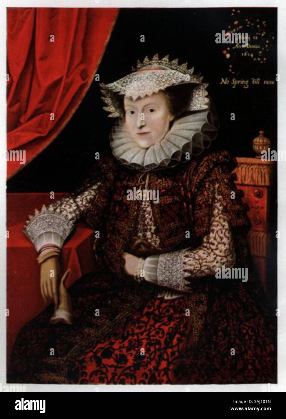 Das Porträt von Marcus Gheeraerts the Younger aus dem Jahr 1615 zeigt Mary Sidney, Gräfin von Pembroke. Als prominente Figur des elisabethanischen und jakobinischen Hofes verkörpert ihr Porträt die Kunstfertigkeit und das soziale Ansehen der Zeit. Stockfoto