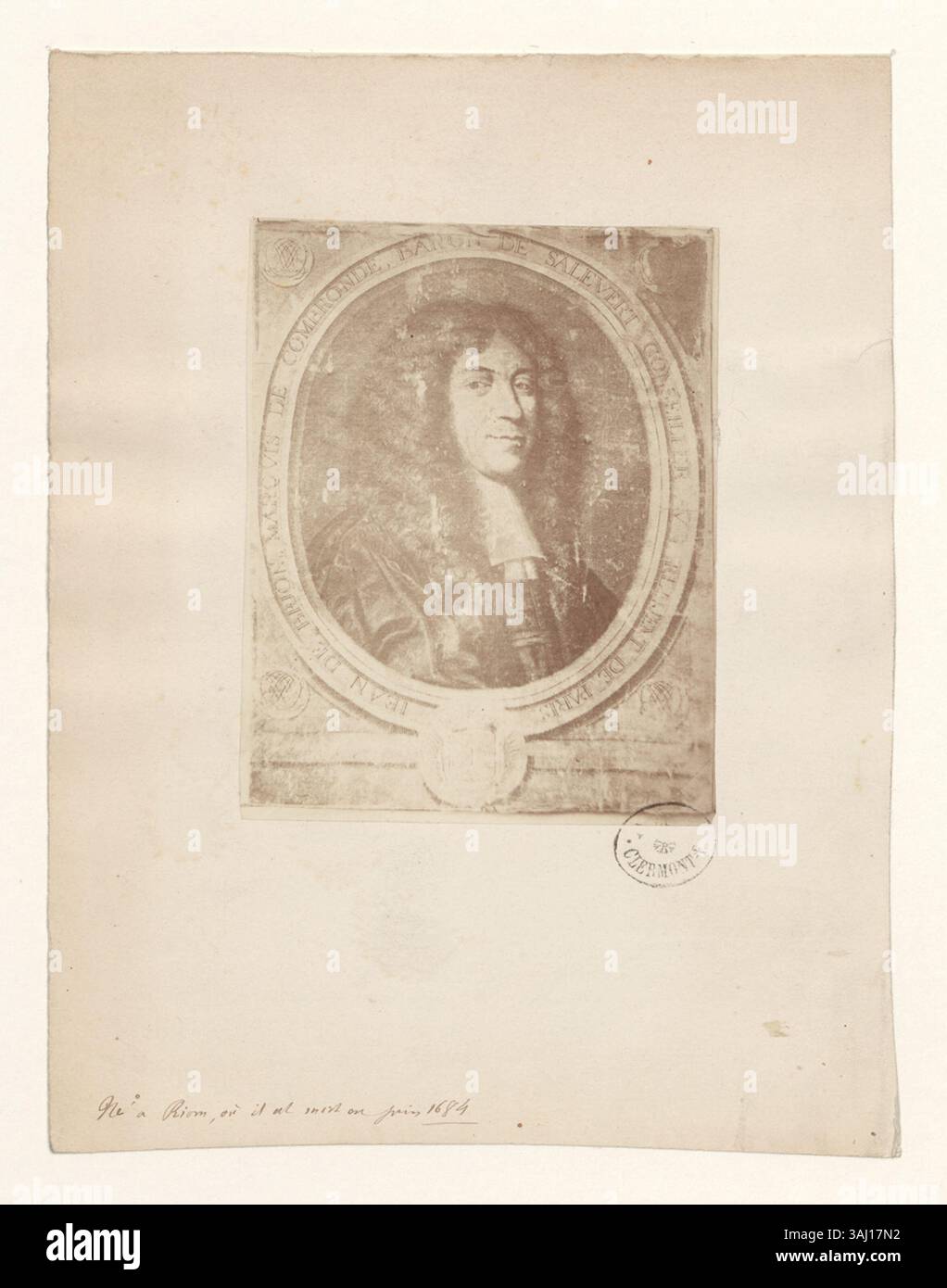 Diese Fotografie aus der Sammlung Boyer zeigt Jean de Brion, Marquis de Combronne, Baron de Salevert und einen Conseiller am Pariser Parlement, der seine Bedeutung in der französischen Gesellschaft des 18. Jahrhunderts feststellt. Stockfoto