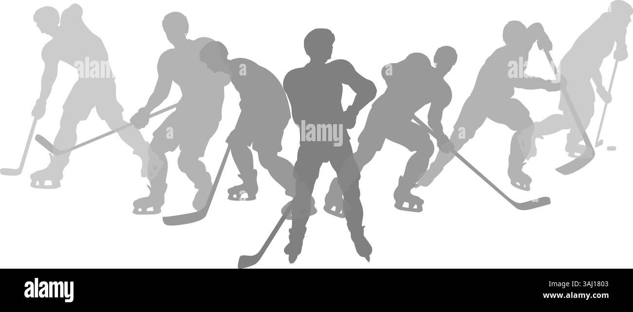 Eishockey Silhouette People Player Silhouetten Stock Vektor