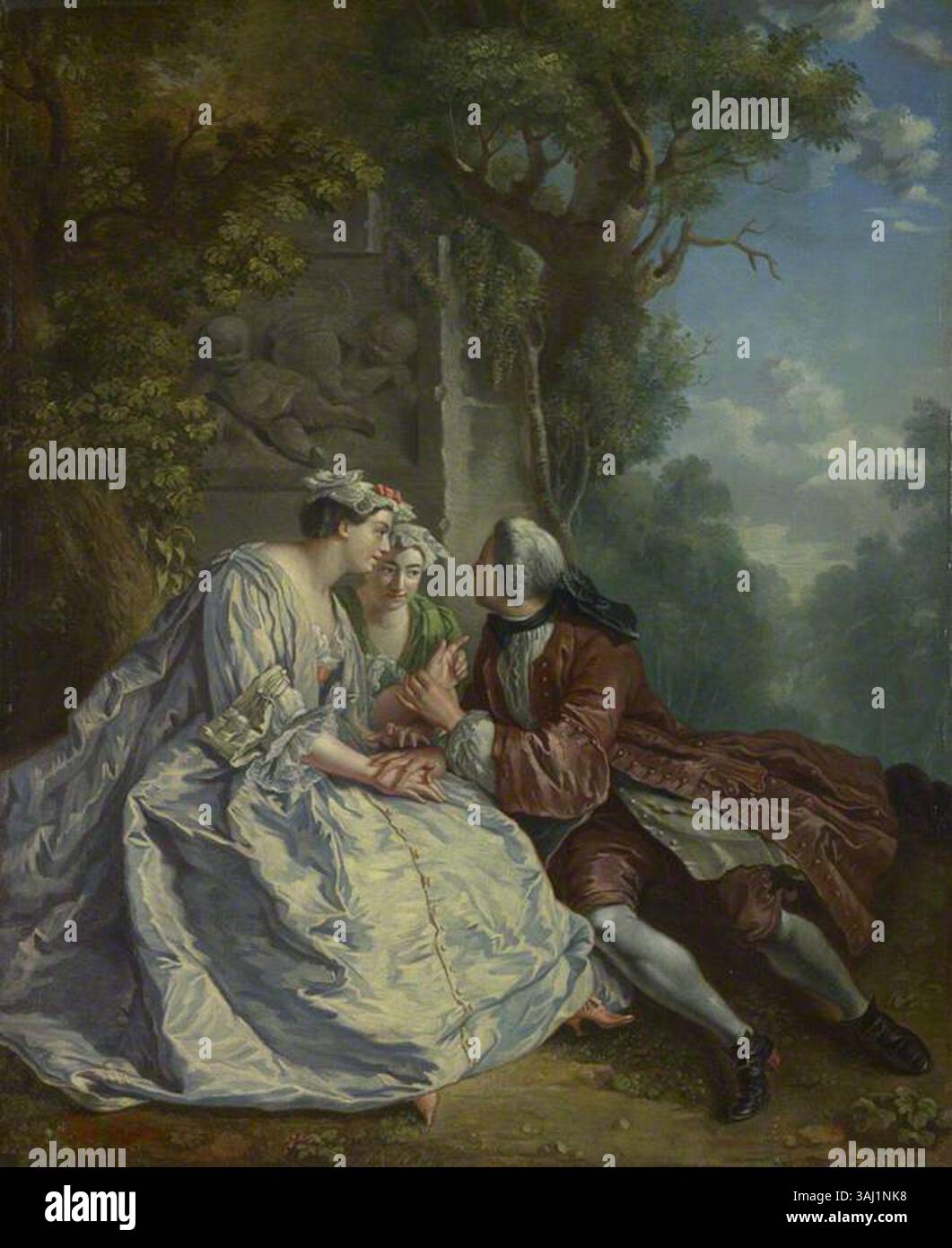 Dieses Gemälde von 1726-1730 nach Jean-Francois de Troy zeigt das französische Spiel von Pied de BUF, das den verspielten Geist und die Mode des 18. Jahrhunderts widerspiegelt. Stockfoto