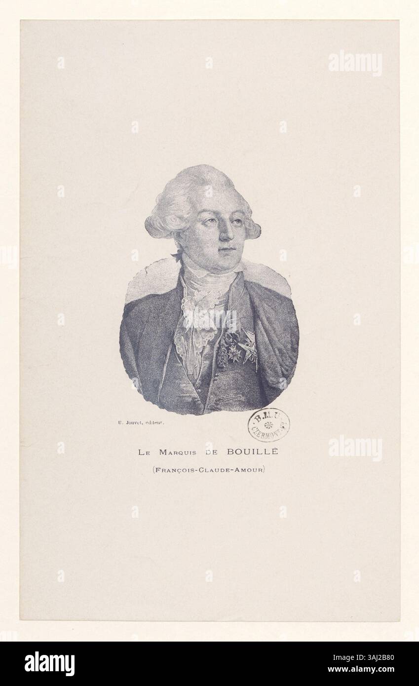 Fotomechanischer Druck aus der Sammlung Boyer, der Francois Claude Amour, Marquis de Bouillé, einen bedeutenden militärischen Führer während der Französischen Revolution und die royalistische Sache darstellt. Stockfoto