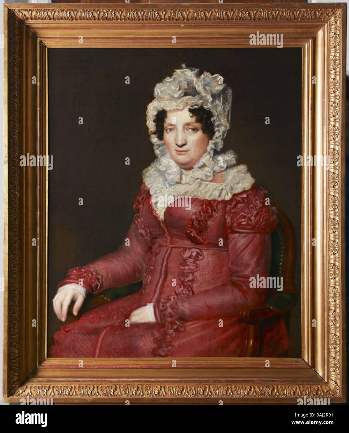 Willem Bartel van der Kooi (1768–1836), niederländischer Künstler, malte 1826 ein Porträt von Fenna Hesselink. Das Öl auf Leinwand fängt Hesselink, die Ehefrau von Pier Zeper, ein und spiegelt ihre modische Kleidung und ihr raffiniertes Aussehen wider. Stockfoto