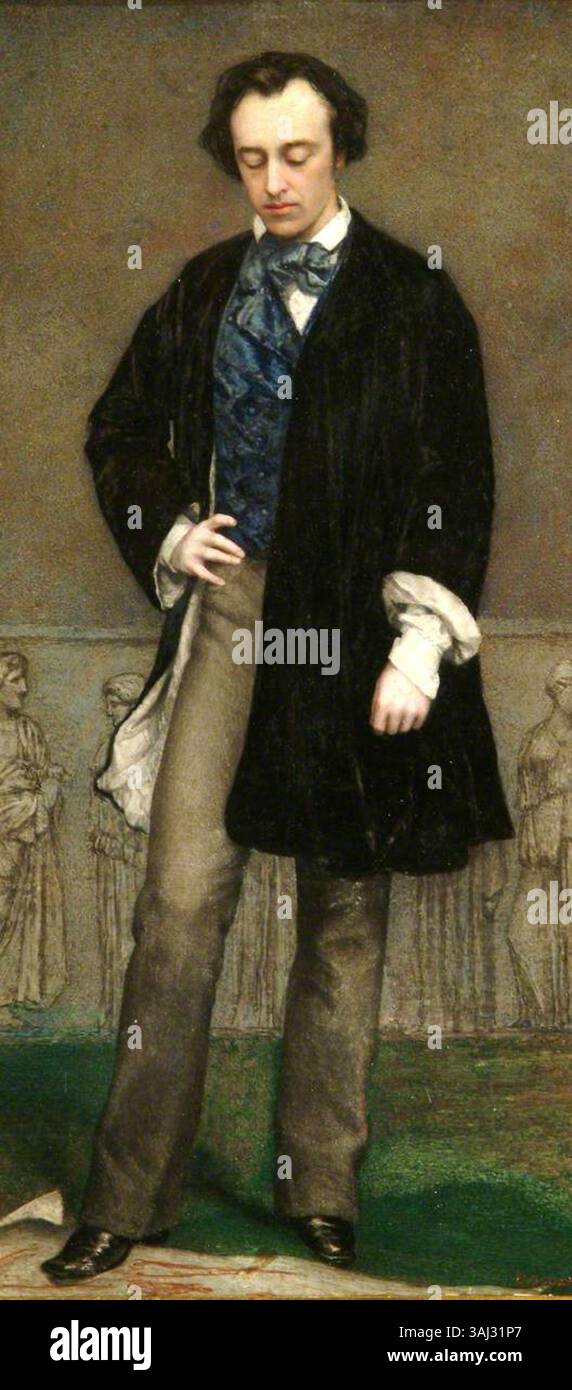 Dieses Porträt von George Frederic Watts, gemalt von Charles Couzens im Jahr 1849, ist ein Öl auf Leinwand in der Watts Gallery. Er zeigt den charakteristischen Stil von Watts und betont Emotionen und intellektuellen Ausdruck. Stockfoto