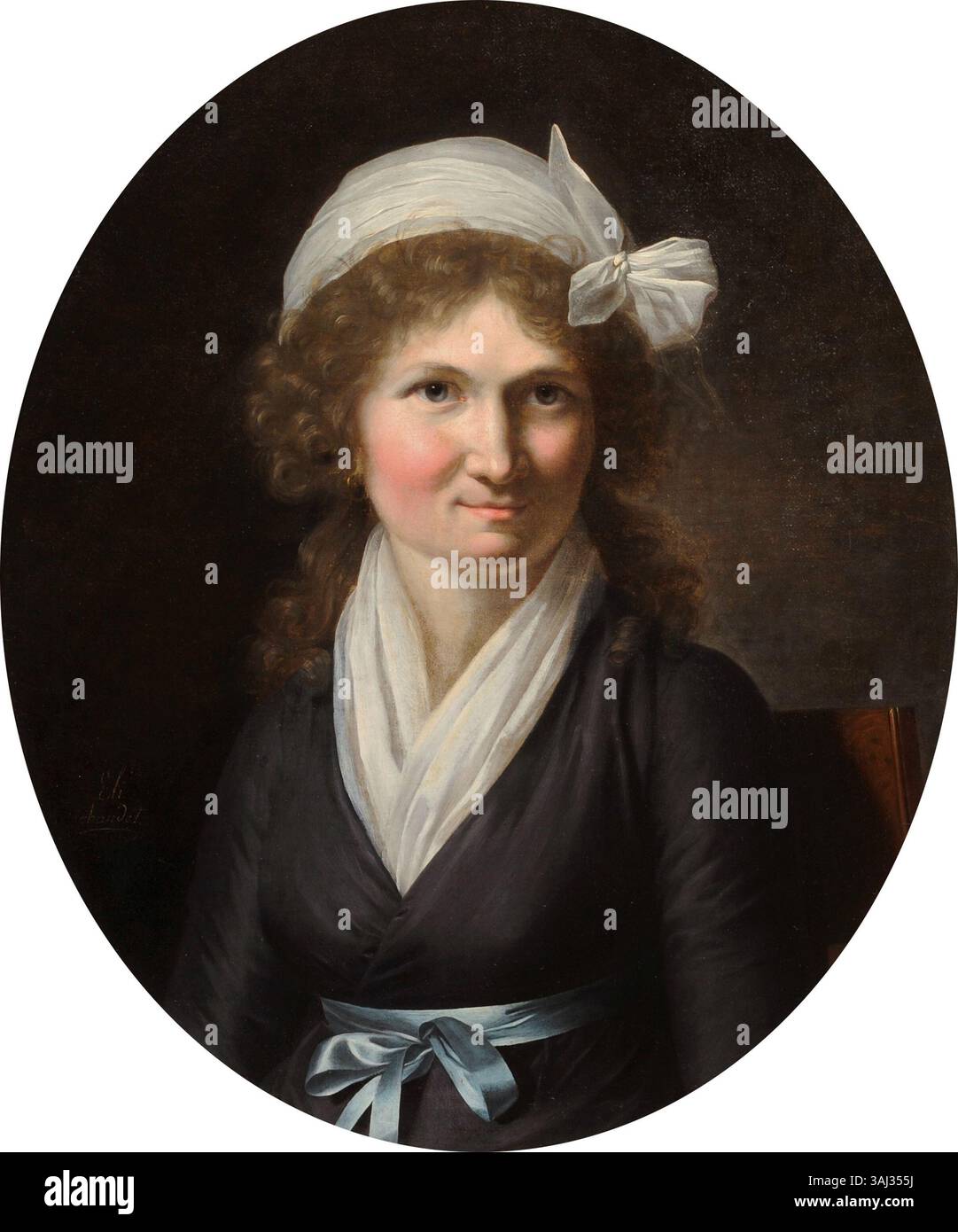 Portrait de femme sous le Directoire, gemalt von Jeanne-Elisabeth Chaudet, zeigt eine Frau aus der Zeit des französischen Direktoriums. Das Porträt Öl auf Leinwand, das wahrscheinlich im Salon von 1796 ausgestellt wurde, fängt die Eleganz dieser Zeit ein. Das Werk wurde vom Künstler signiert und zeigt französische Mode aus dem 18. Jahrhundert. Stockfoto