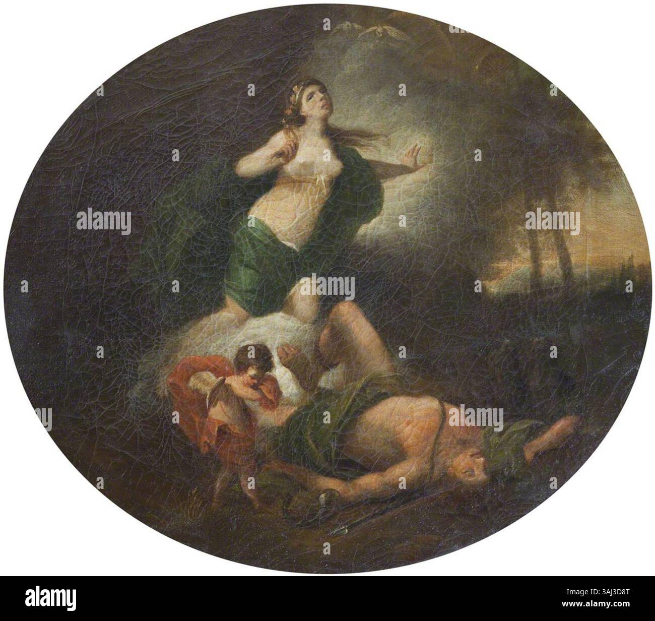 Ein Gemälde, das Venus über den Tod von Adonis zeigt, das um 1800 entstanden ist. Das Öl auf Leinwand, Teil der National Trust Kollektion, fängt die mythologische Szene mit dramatischen Emotionen und klassischen Referenzen ein. Stockfoto