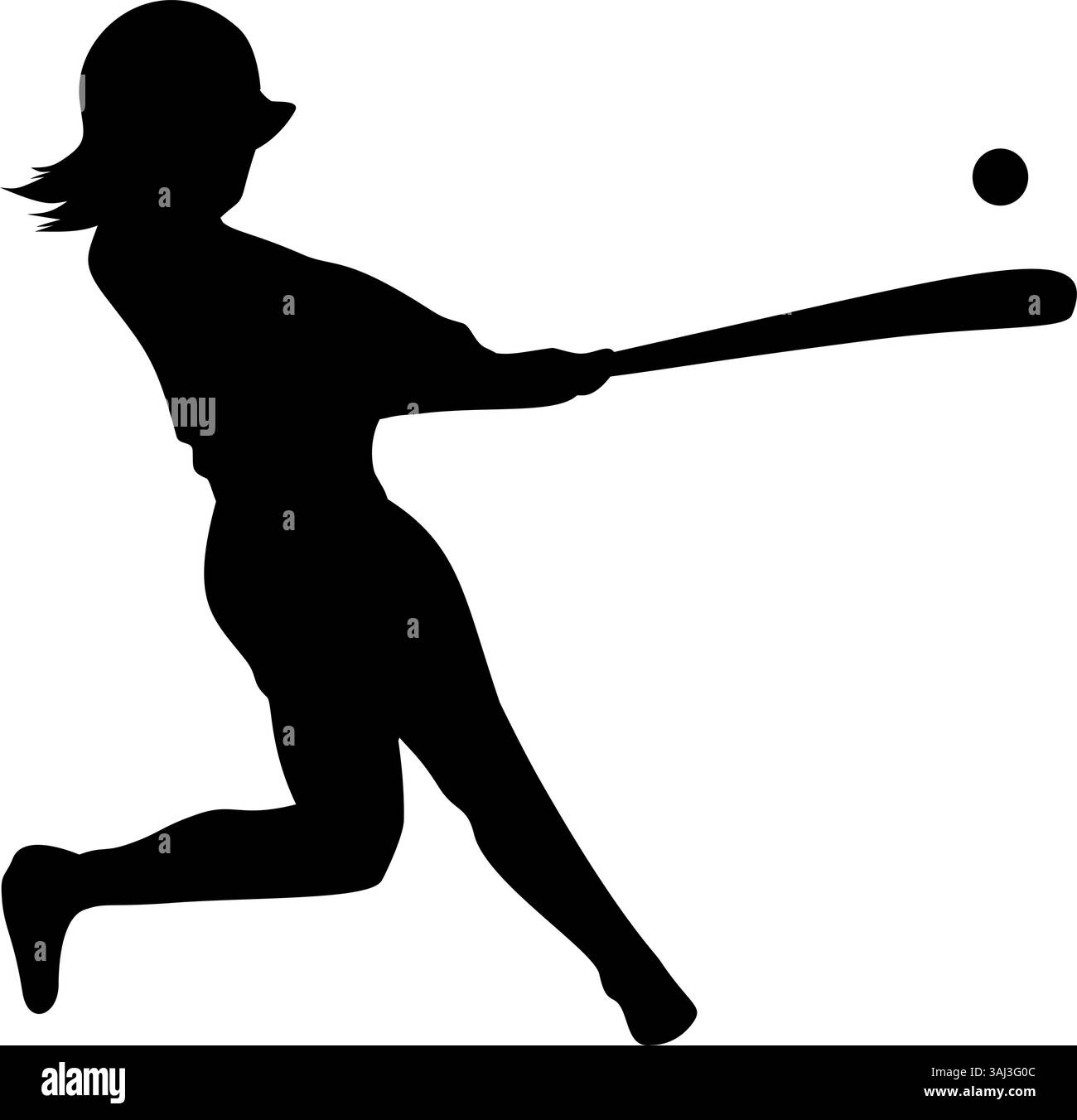 Baseballschläger-Silhouette bereit zum Schaukeln. Sport-Action-Illustration für Design-Projekte, Aufkleber, Tattoos, Poster, T-Shirt- und Hut-Designs Stock Vektor