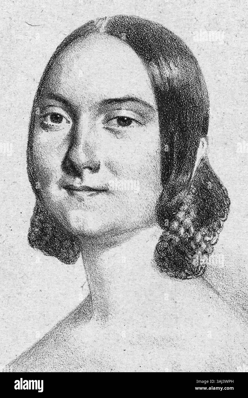 Porträt von Carolina Galletti von Camilla Guiscardi Gandolfi, 1838. Signierte Lithografie mit detaillierter Darstellung von Galletti. Die Lithografie ist links unten mit „Gandolf“ signiert. Stockfoto