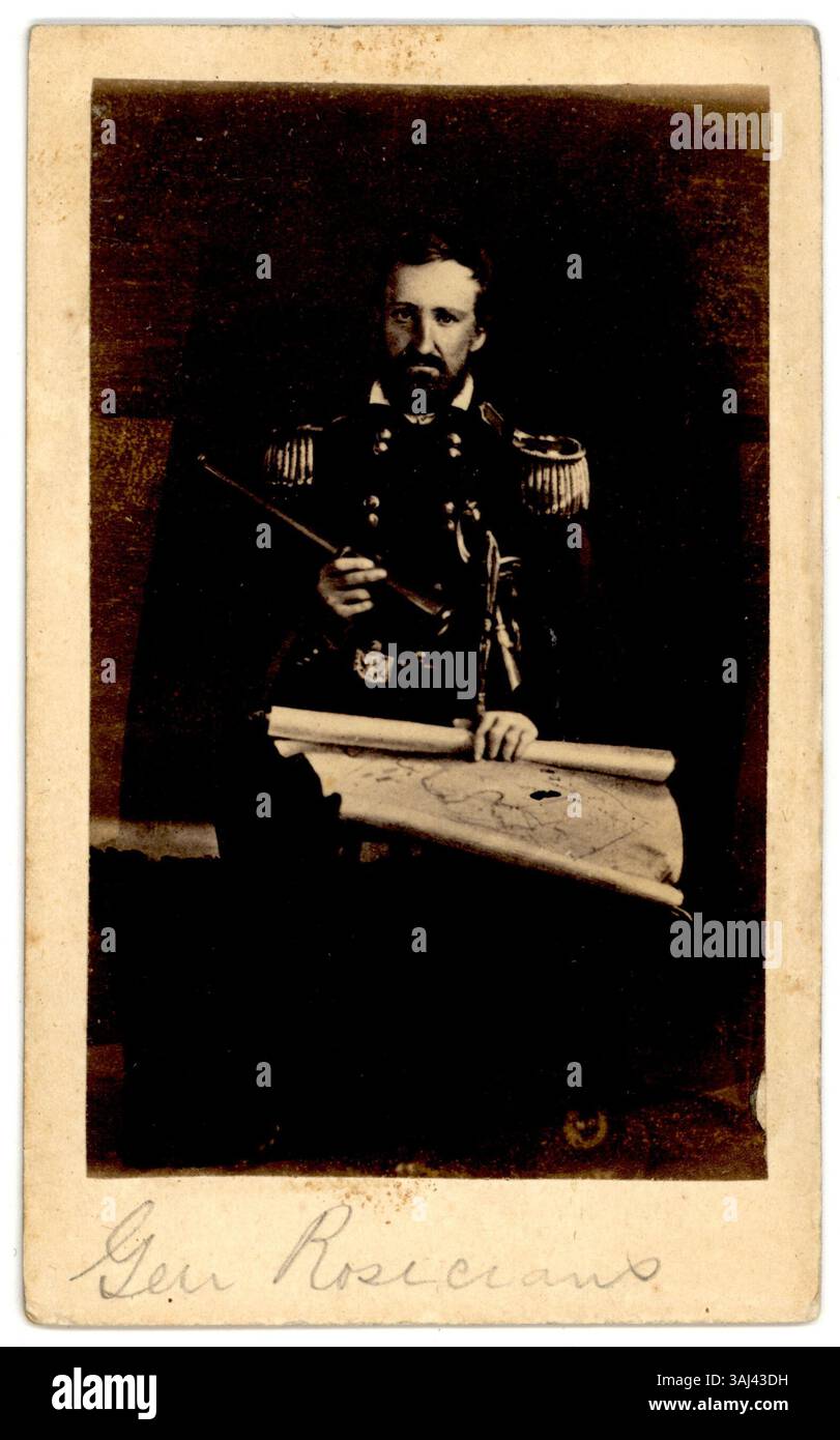 Porträt von William starke Rosecrans, einem General der amerikanischen Union während des Bürgerkriegs, fotografiert zwischen 1861 und 1865. Er spielte eine wichtige Rolle in mehreren Schlachten und war später Politiker. Stockfoto
