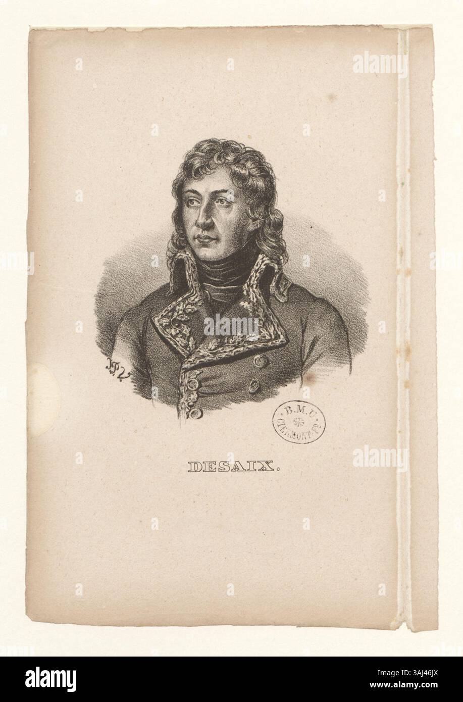 Diese Lithografie aus der Boyer-Sammlung stellt Louis Desaix dar, einen einflussreichen französischen General, der eine wichtige Rolle in den Französischen Unabhängigkeitskriegen spielte. Stockfoto
