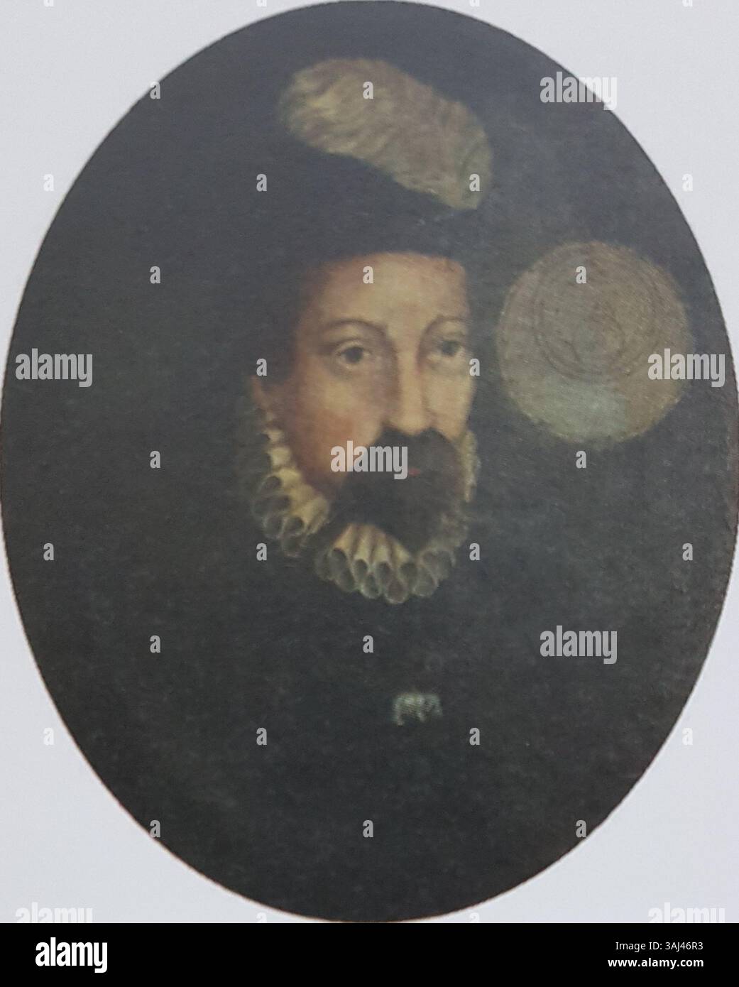 Dieses Porträt von Tycho Brahe, das von einem unbekannten Künstler geschaffen wurde, ist Teil einer historischen Sammlung. Brahe war ein dänischer Astronom, der für seine astronomischen Beobachtungen und Beiträge zur Entwicklung der modernen Wissenschaft bekannt war. Stockfoto