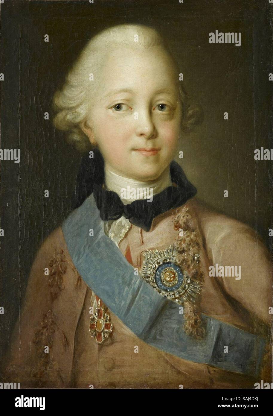 „Porträt von Pawel Petrowitsch“ von Vigilius Eriksen, gemalt zwischen 1750 und 1775, ist ein Öl-auf-Leinwand-Porträt der russischen Königsfigur Pawel Petrowitsch. Das Gemälde befindet sich im Musée du Louvre. Stockfoto