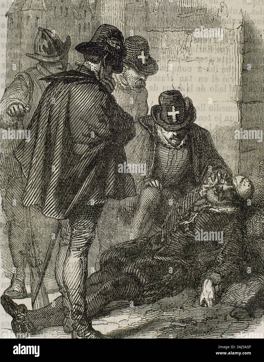 Gaspard II de Coligny (1519-1572). Hugenottenführer in den Französischen Religionskriegen. Ermordung des Admiral de Coligny. 1572. Bartholomäus-Tag, mA Stockfoto