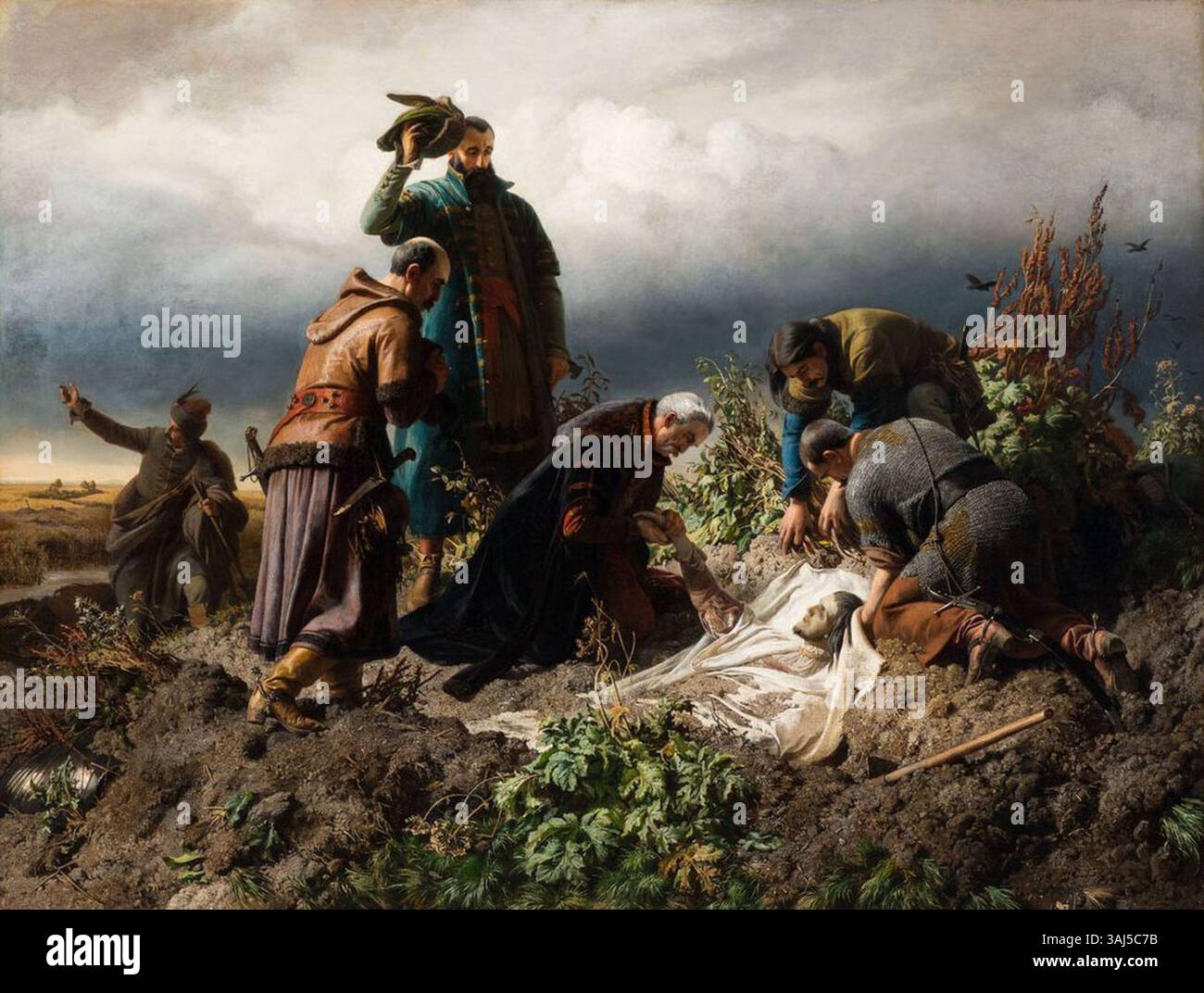 Bertalan Székelys Gemälde „die Entdeckung der Leiche König Ludwigs II.“ (1860) zeigt den Moment der Entdeckung nach dem Tod des bayerischen Königs. Das Gemälde, das in der Ungarischen Nationalgalerie untergebracht ist, ist ein Öl auf Leinwand, das das historische Ereignis zeigt. Stockfoto