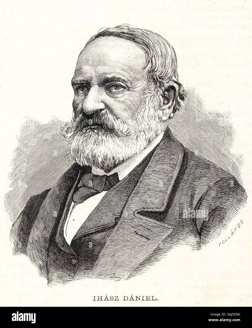 Kupferstich von Zsigmond Pollák mit Ihász Dániel, einem ungarischen Oberst und Befehlshaber der italienischen Ungarischen Legion im 19. Jahrhundert. Stockfoto