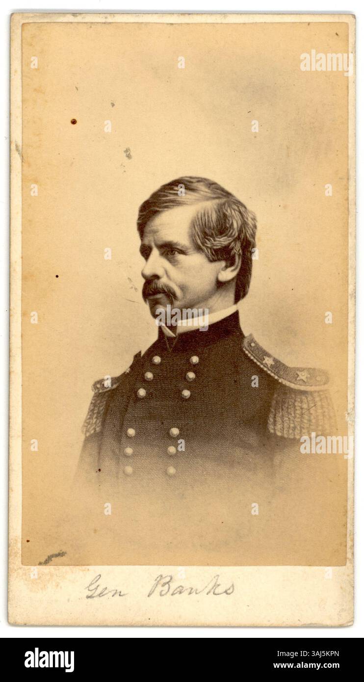 Ein Foto von Nathaniel Prentiss Banks, aufgenommen zwischen 1861 und 1865. Banks war während des Amerikanischen Bürgerkriegs ein prominenter General der Union. Stockfoto