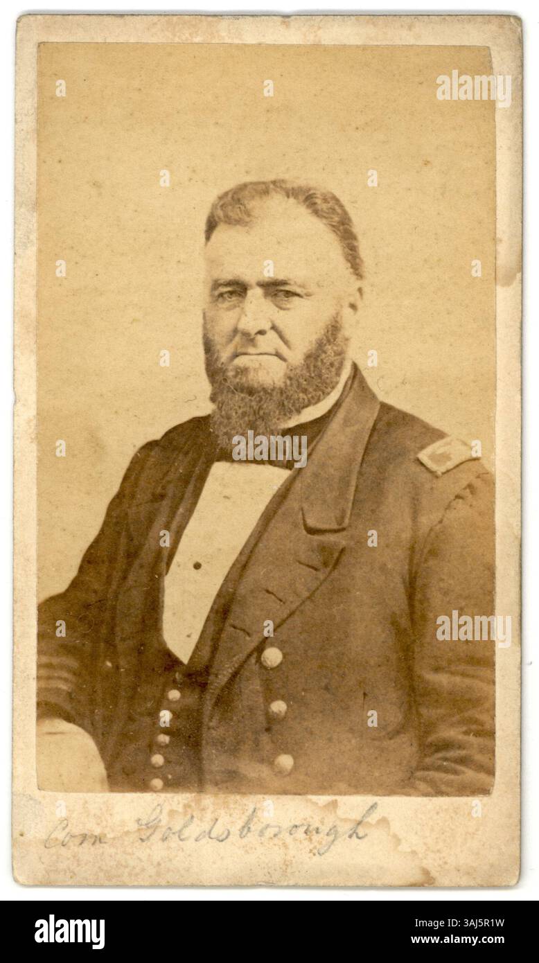 Louis Malesherbes Goldsborough, ein Gewerkschaftsadmiral während des Bürgerkriegs, ist auf diesem Foto von 1861 bis 1865 zu sehen. Goldsborough war bekannt für seine Beiträge zur Marinestrategie und Blockade während des Krieges. Stockfoto