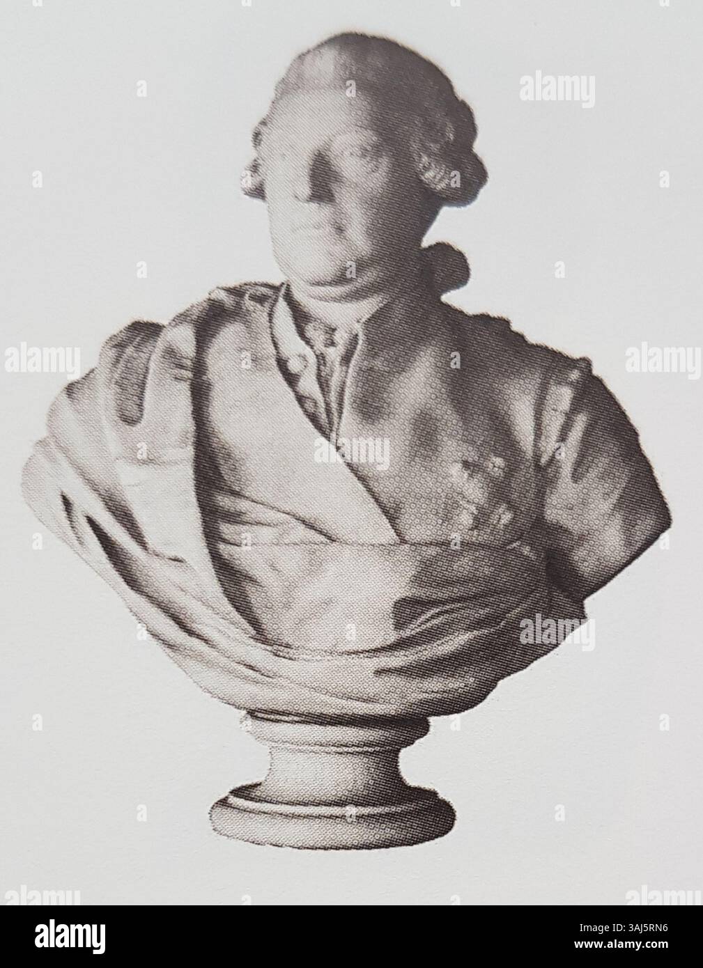 Anders Johan von Höpken, ein schwedischer Staatsmann und Adeliger, wird in dieser Marmorbüste von Johan Tobias Sergel dargestellt. Die Skulptur spiegelt seine Bedeutung für die schwedische Politik im 18. Jahrhundert wider. Stockfoto