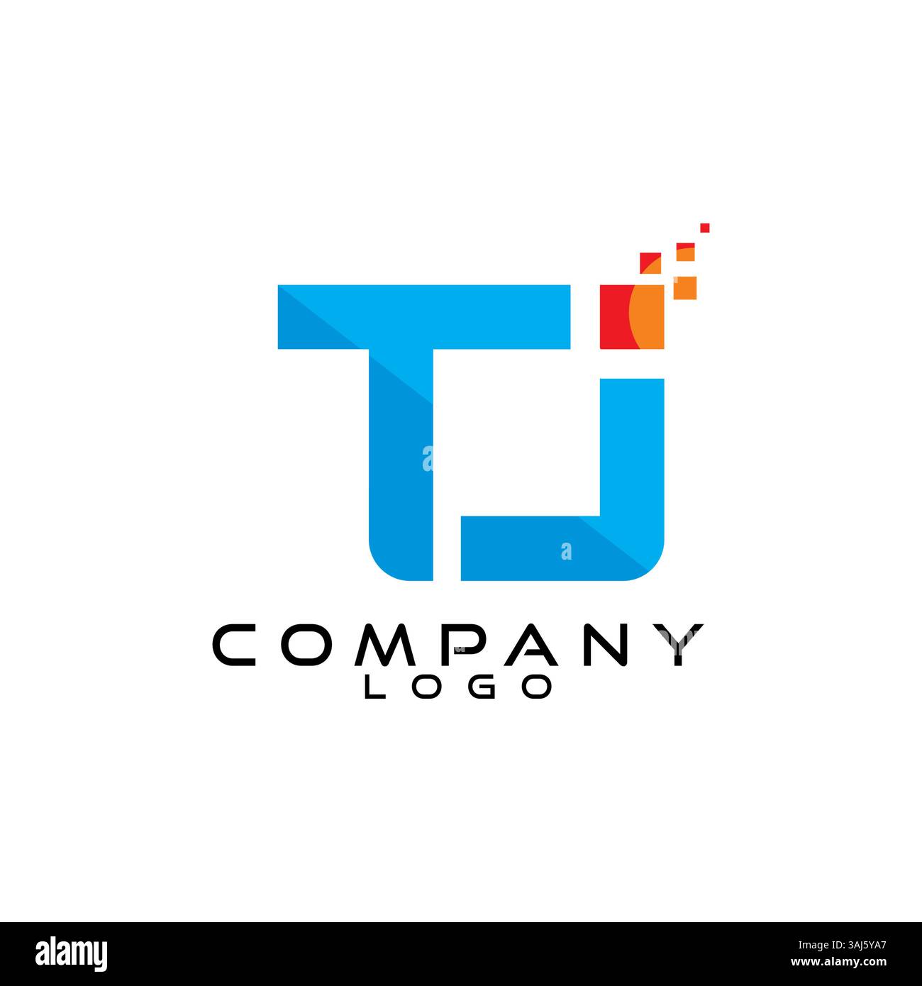 TJ, JT Letter Tech, ict, IT Logo Design Vektor Stock Vektor